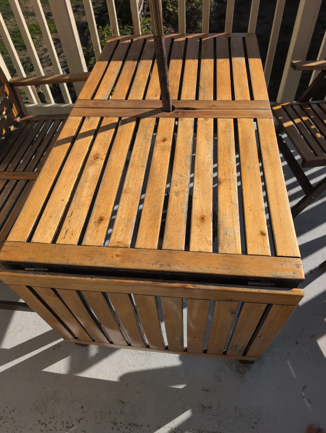 Wooden outdoor patio dining set