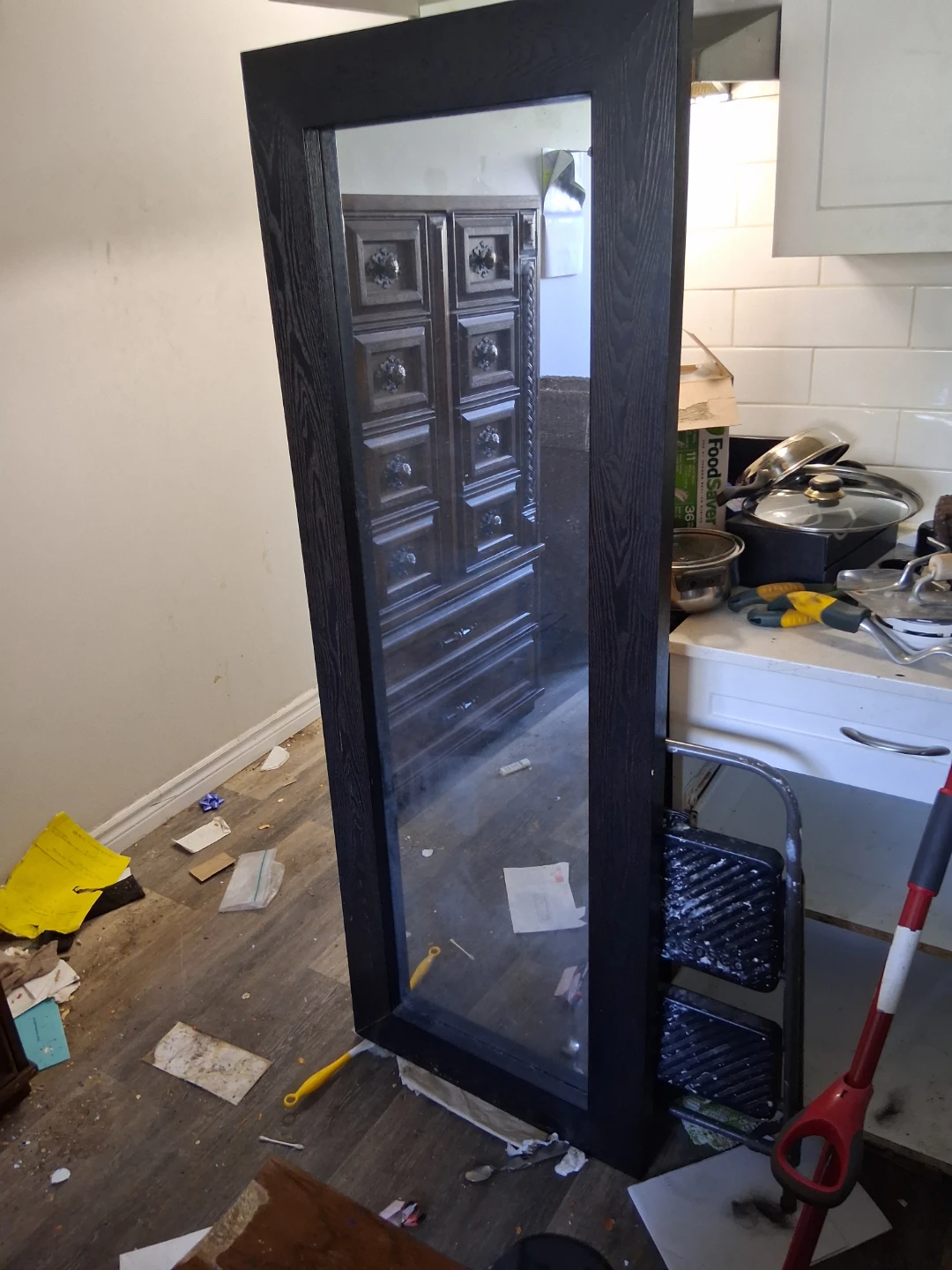 Large black framed floor mirror - photo 2