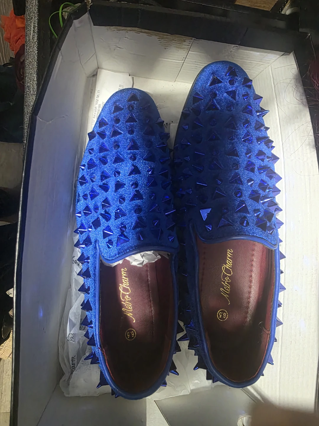 Metro Charm Blue Spiked Loafers