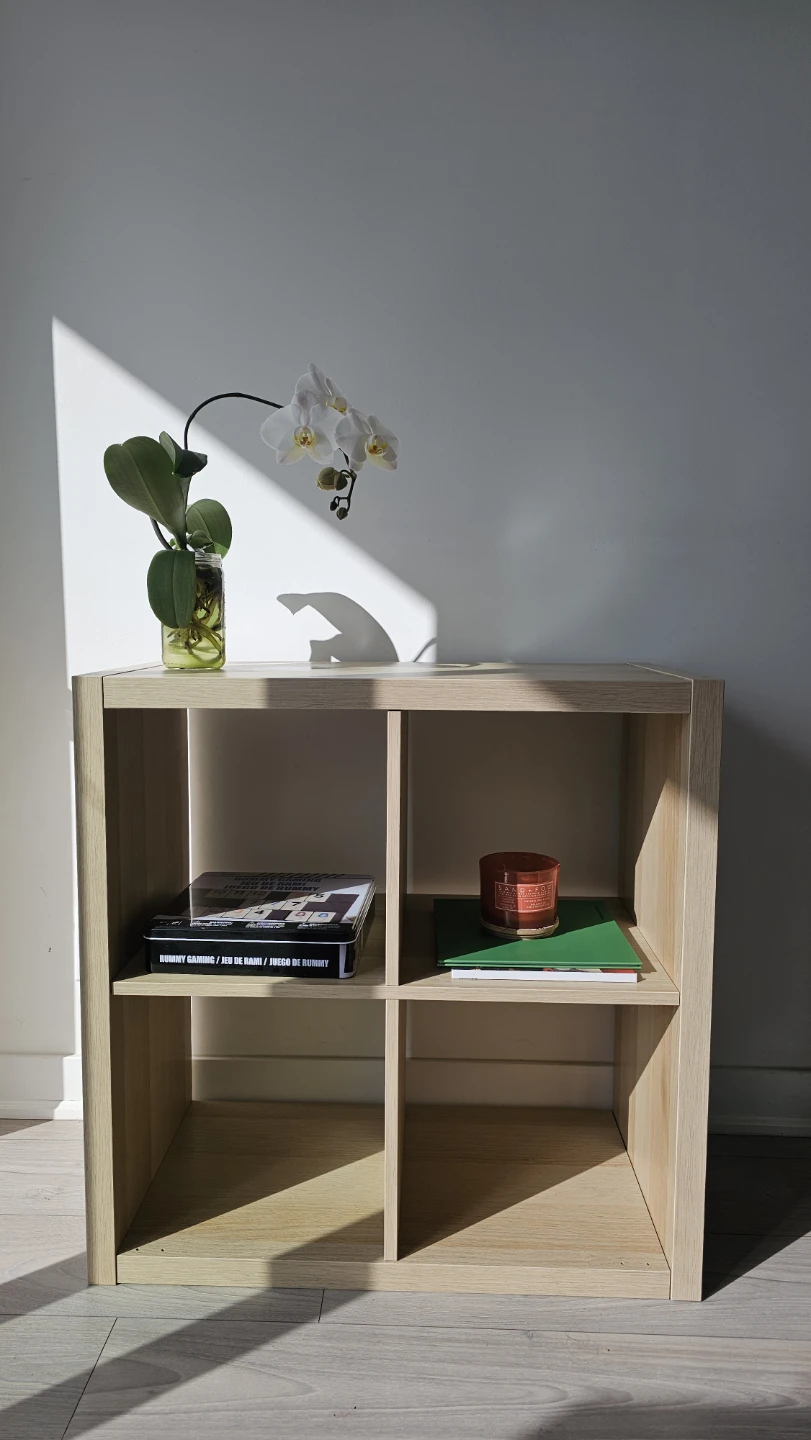 IKEA KALLAX 2x2 Shelf Unit – White Stained Oak Effect (Like New)