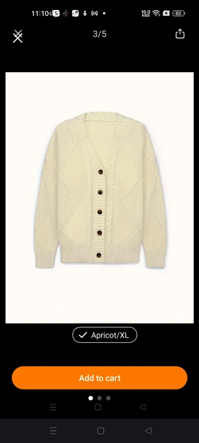 Apricot Cable Knit Cardigan XL