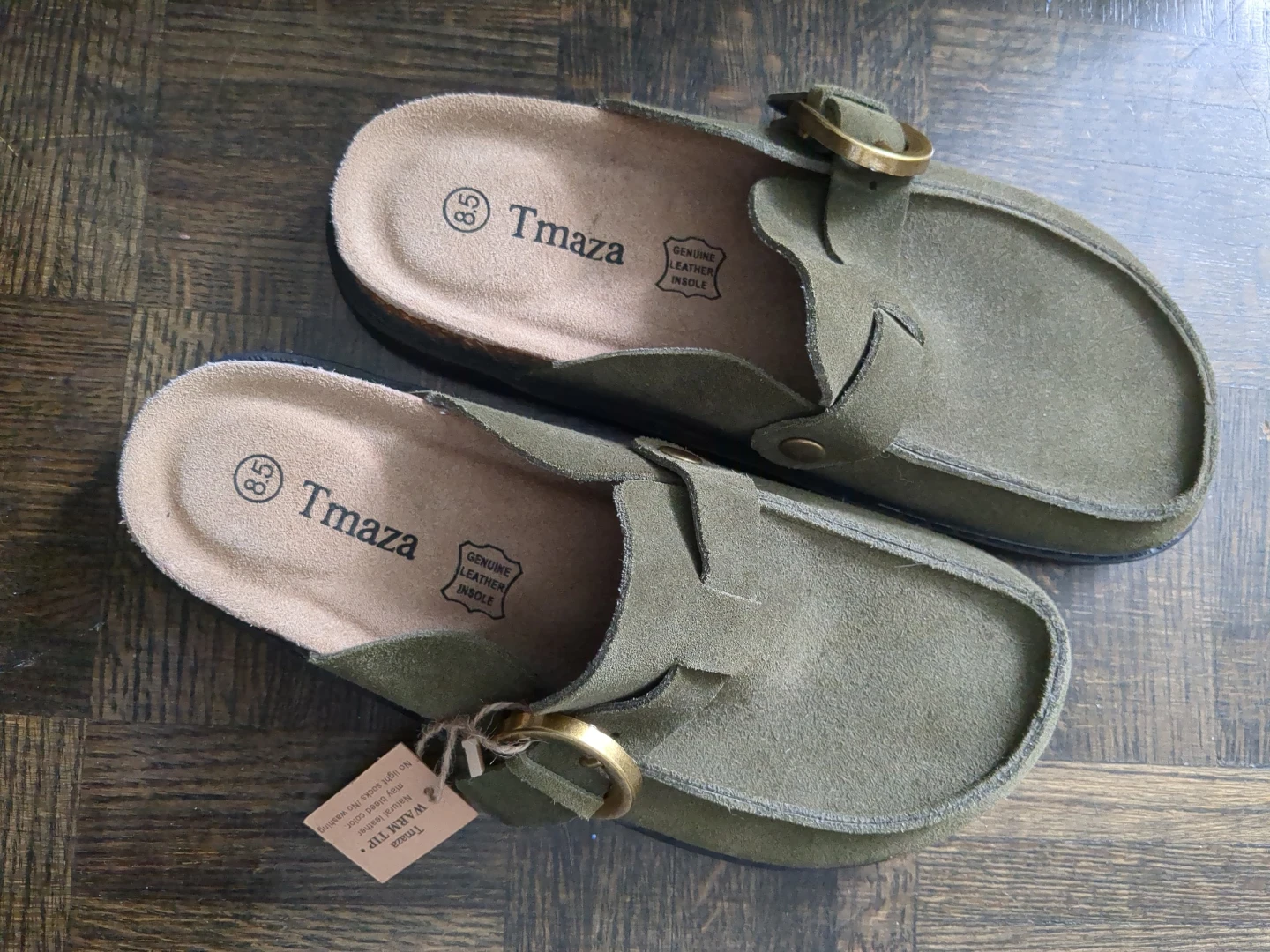 Tmaza Olive Suede Clogs - Size 8.5 fit like 8