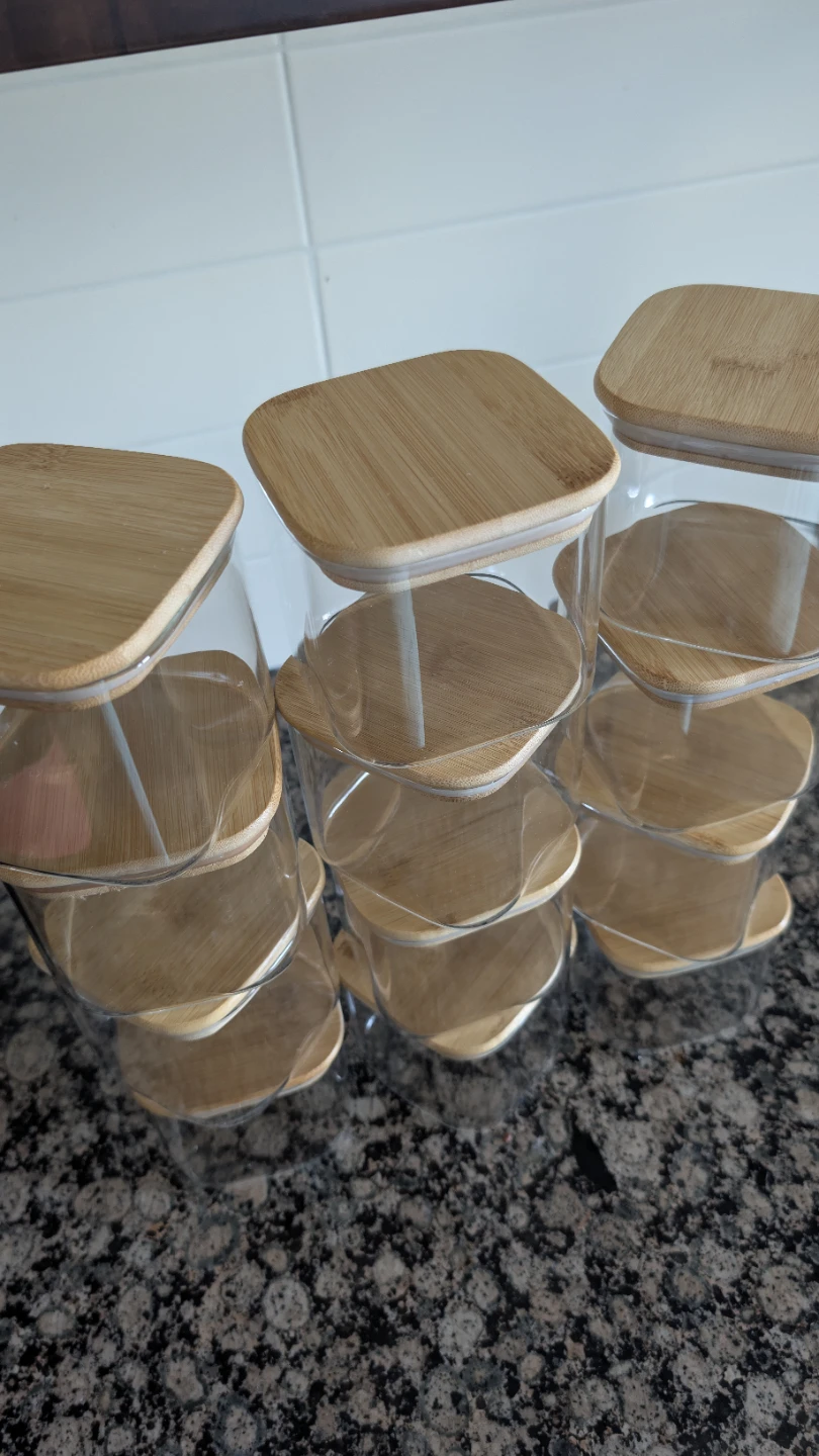 12 Glass Spice Jars (8 oz) w/ Square Bamboo Lids - photo 5