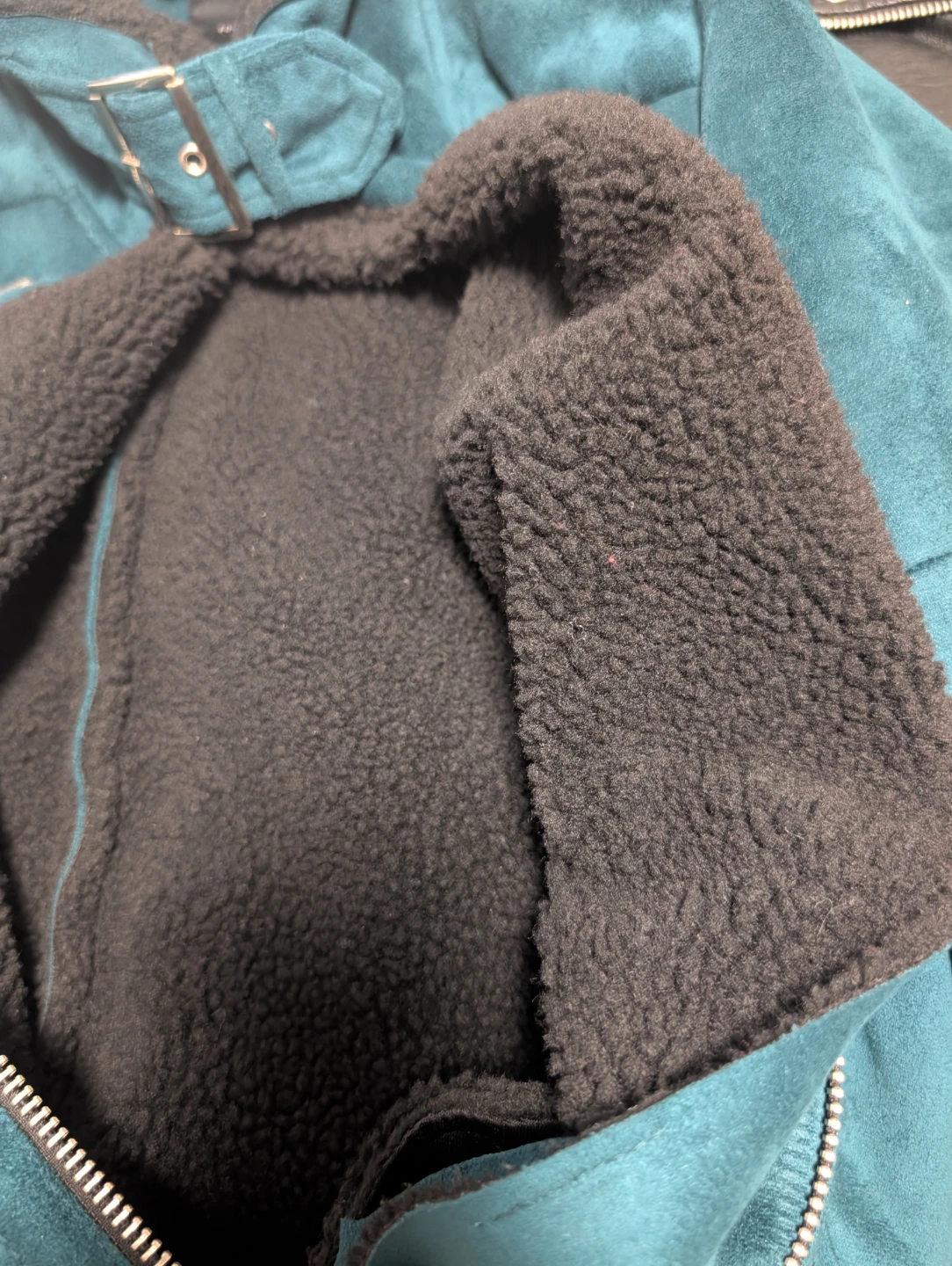 Teal Faux Suede Moto Jacket - photo 4