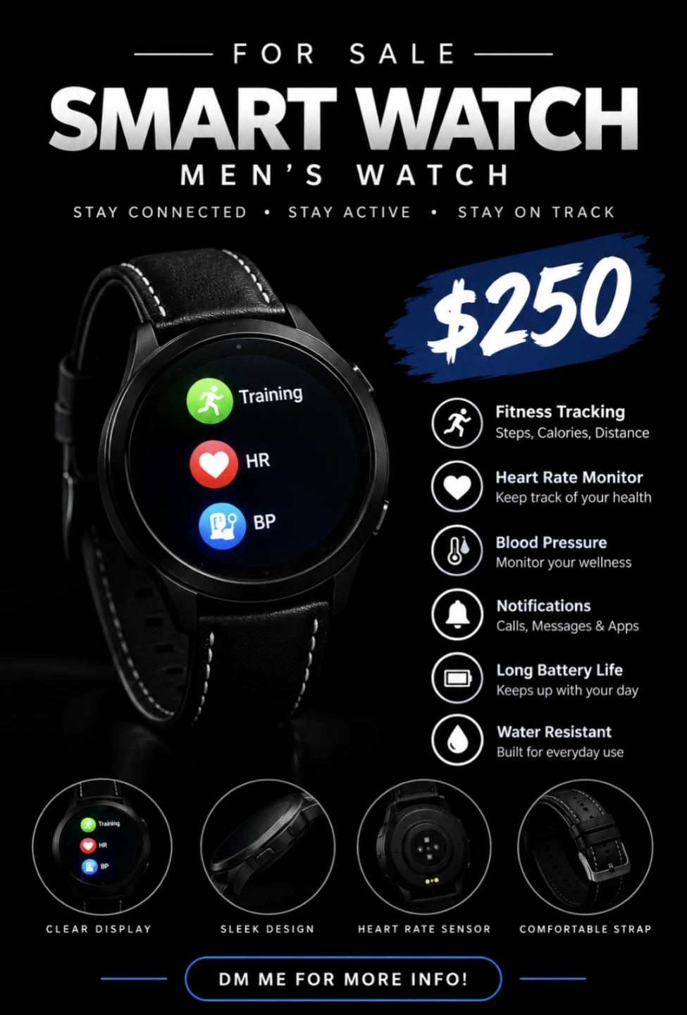 Men's Black Smart Watch