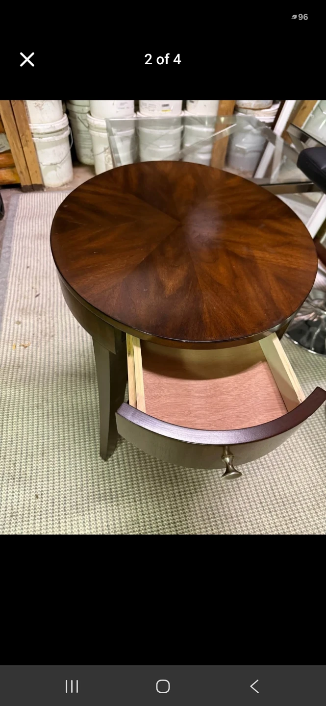 Round Inlay Top Accent Table with Drawer - photo 3