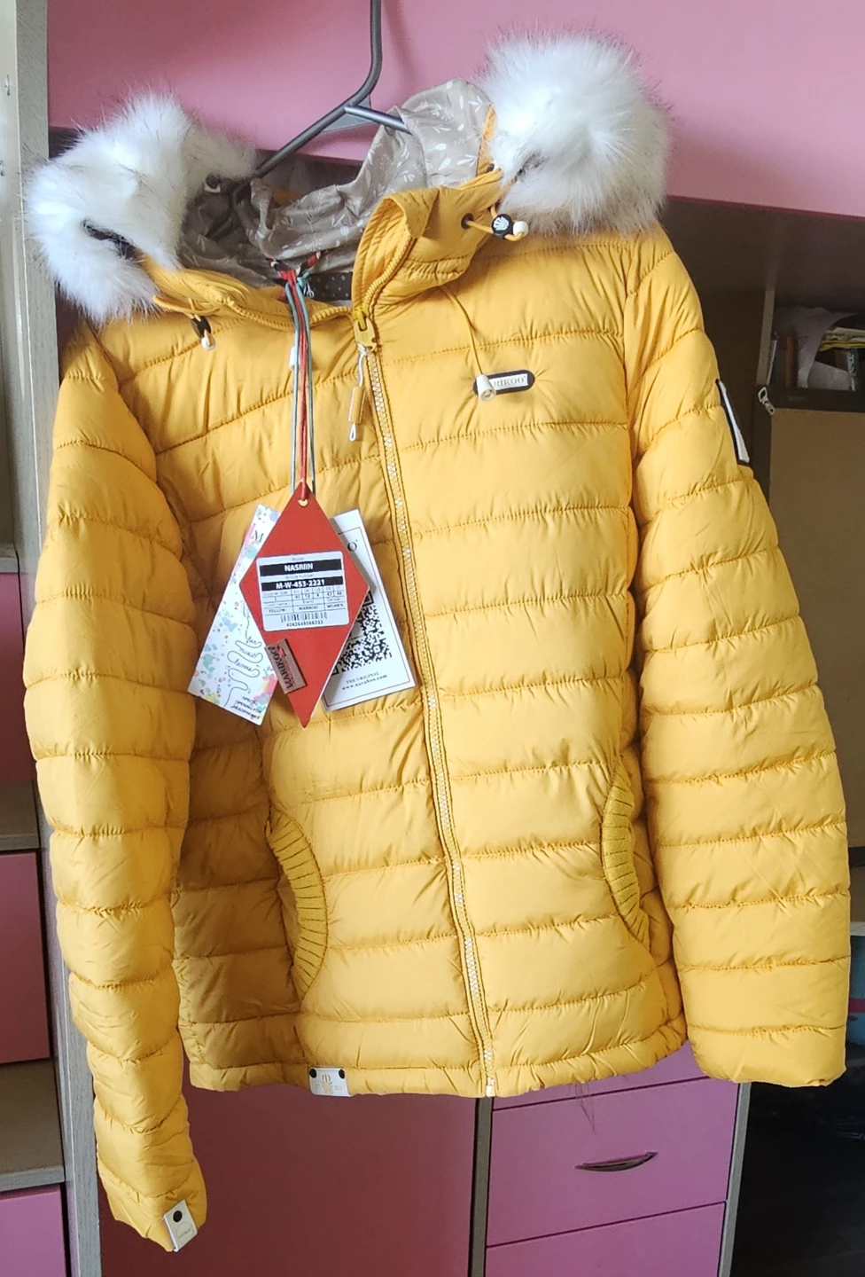Marikoo Nasrin Quilted Winter Jacket Yellow