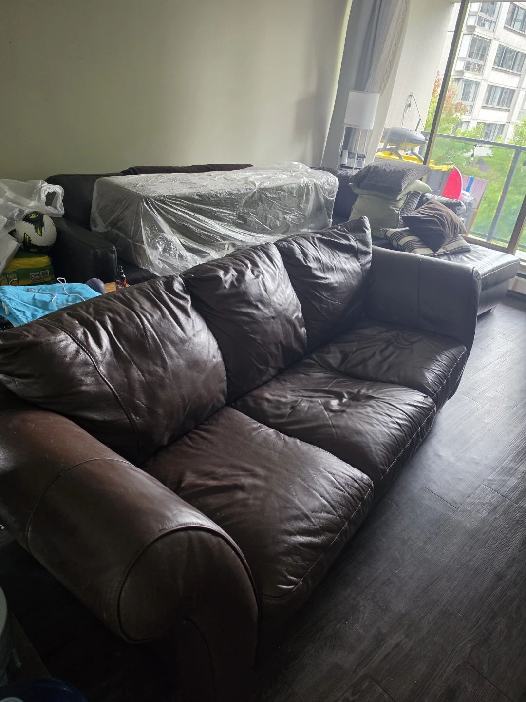 Dark Brown Leather Sofa