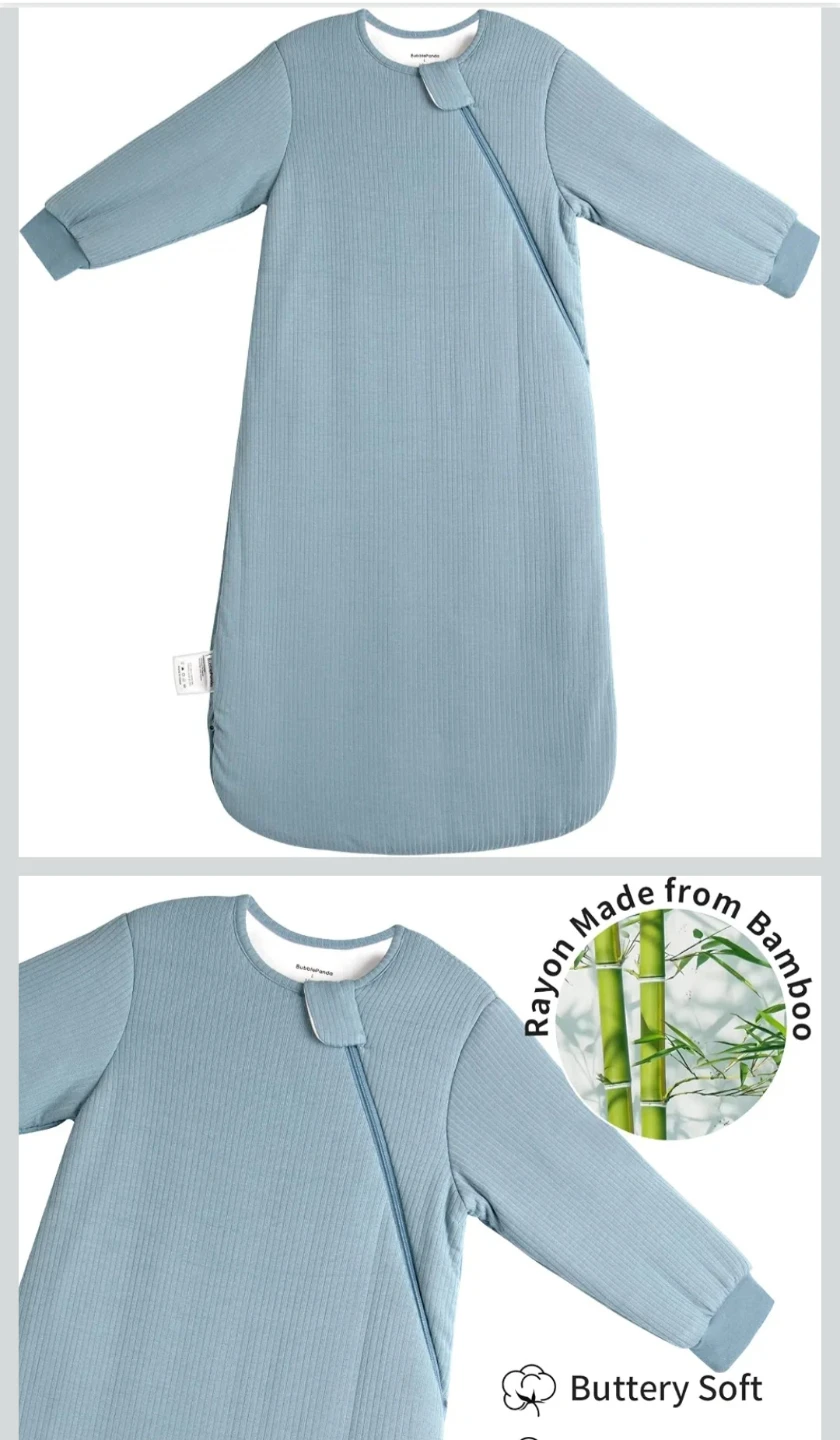 BubblePanda Long Sleeve Ribbed Bamboo Sleep Sack - Glacier - photo 3