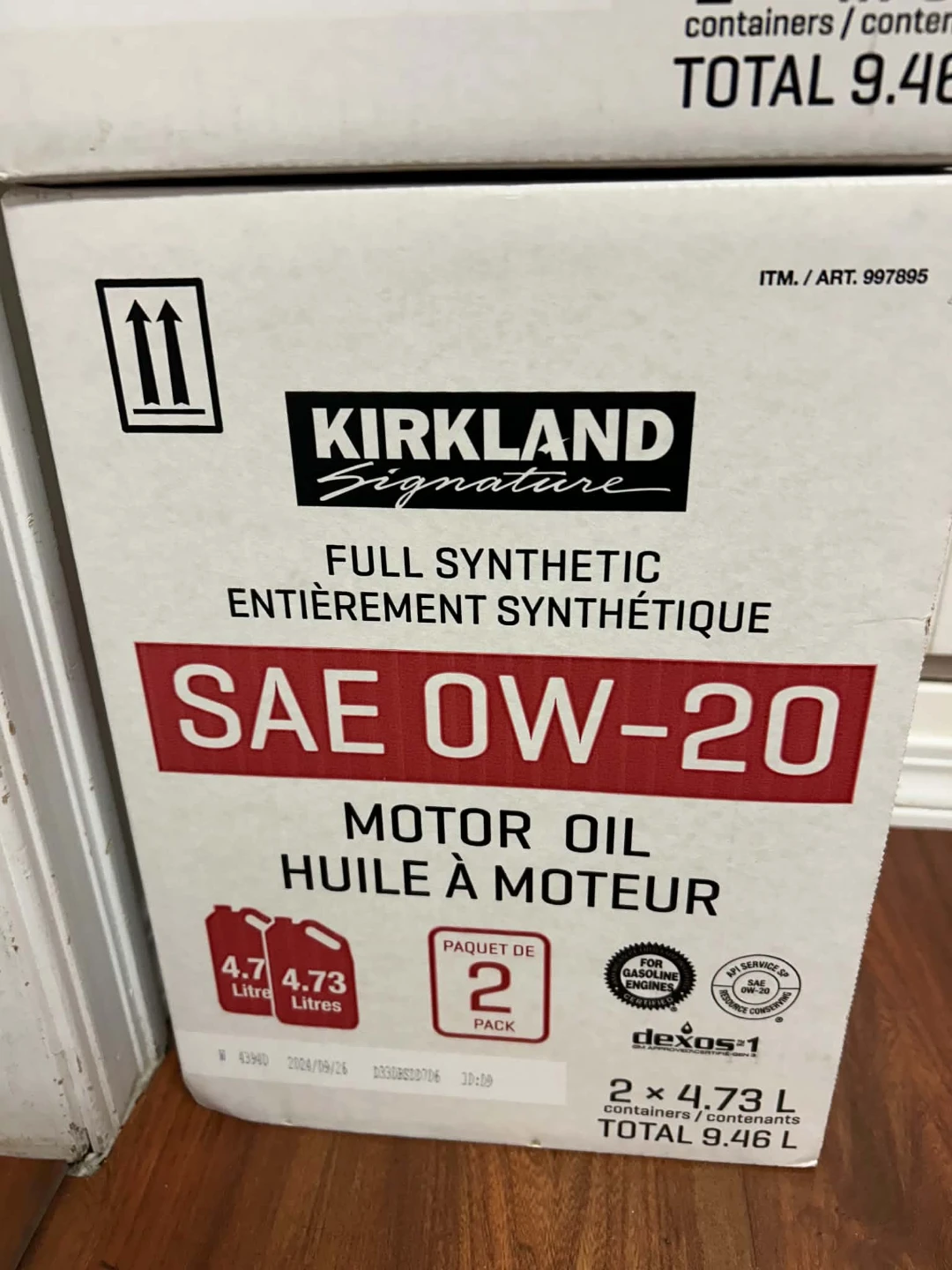 Kirkland Signature SAE 0W-20 Full Synthetic Motor Oil 2-Pack