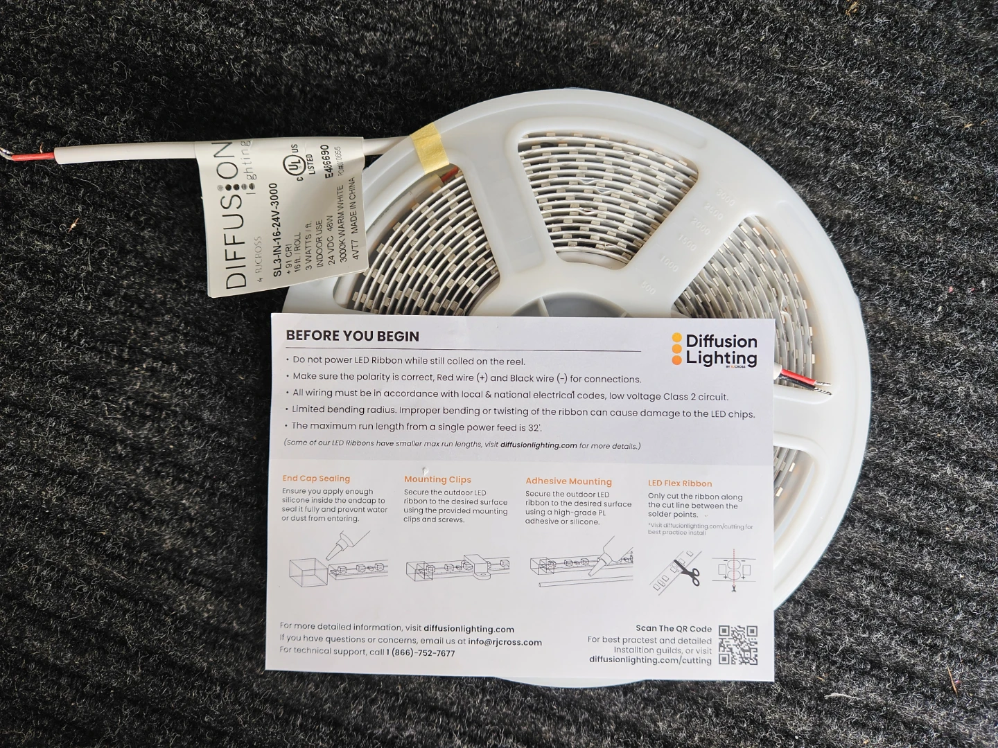 Diffusion Lighting LED Strip Light - 16 ft X 2 - 3W\ft
