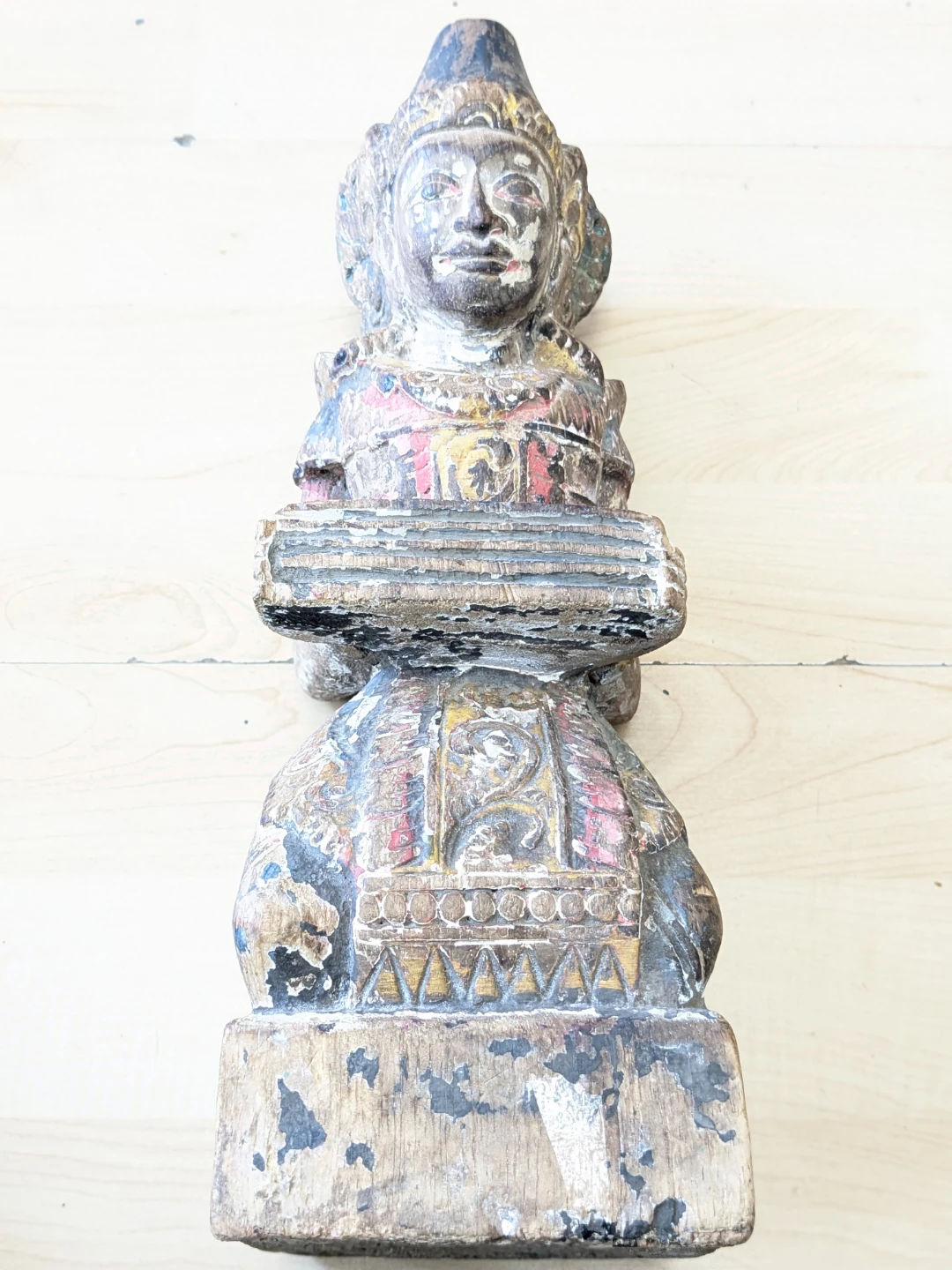 Mid-Century Hand Wooden Carved/ Polychrome Styling Statue