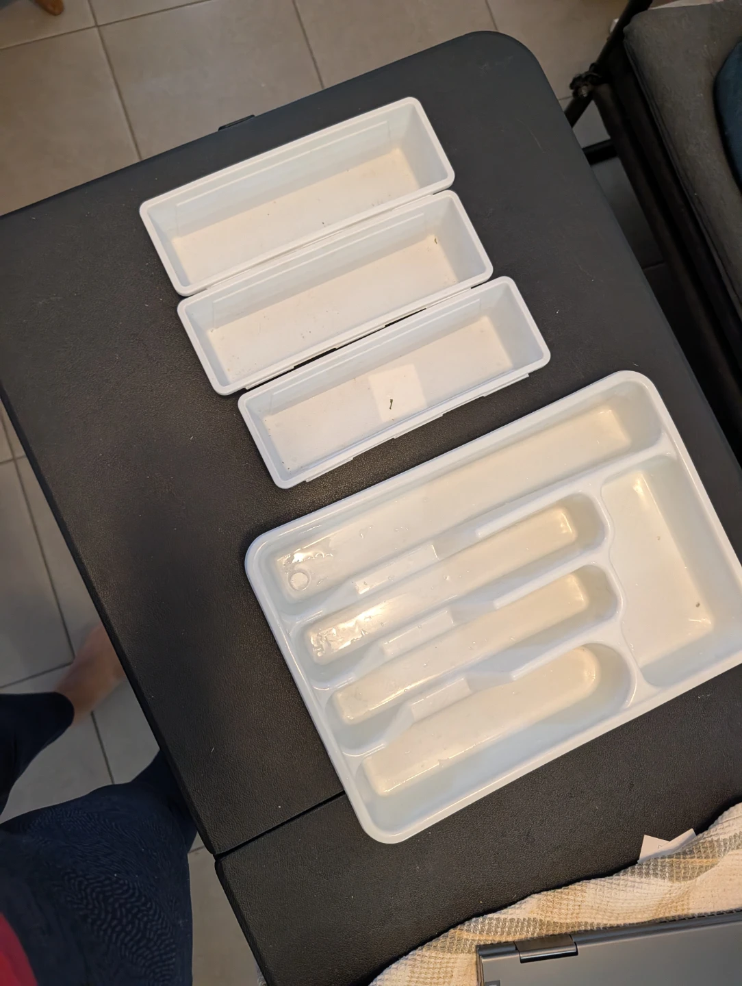 White plastic drawer organizer set