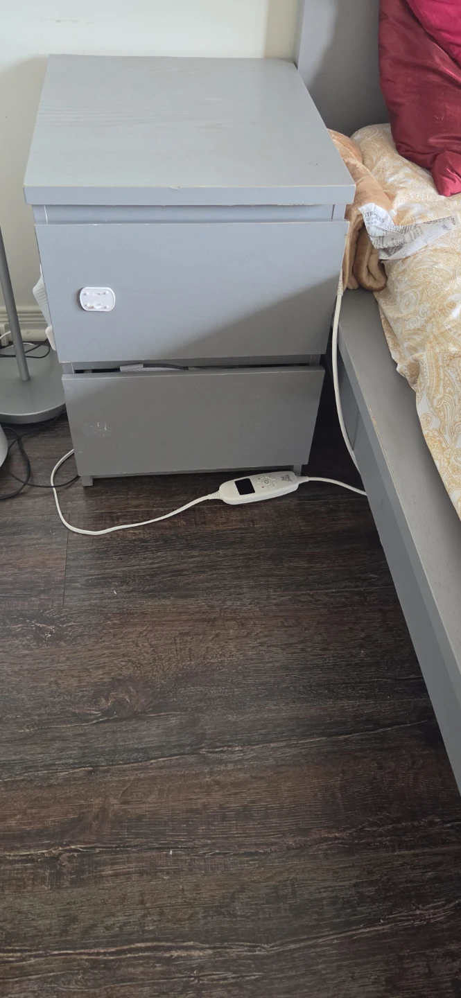 Grey 2-Drawer Nightstand