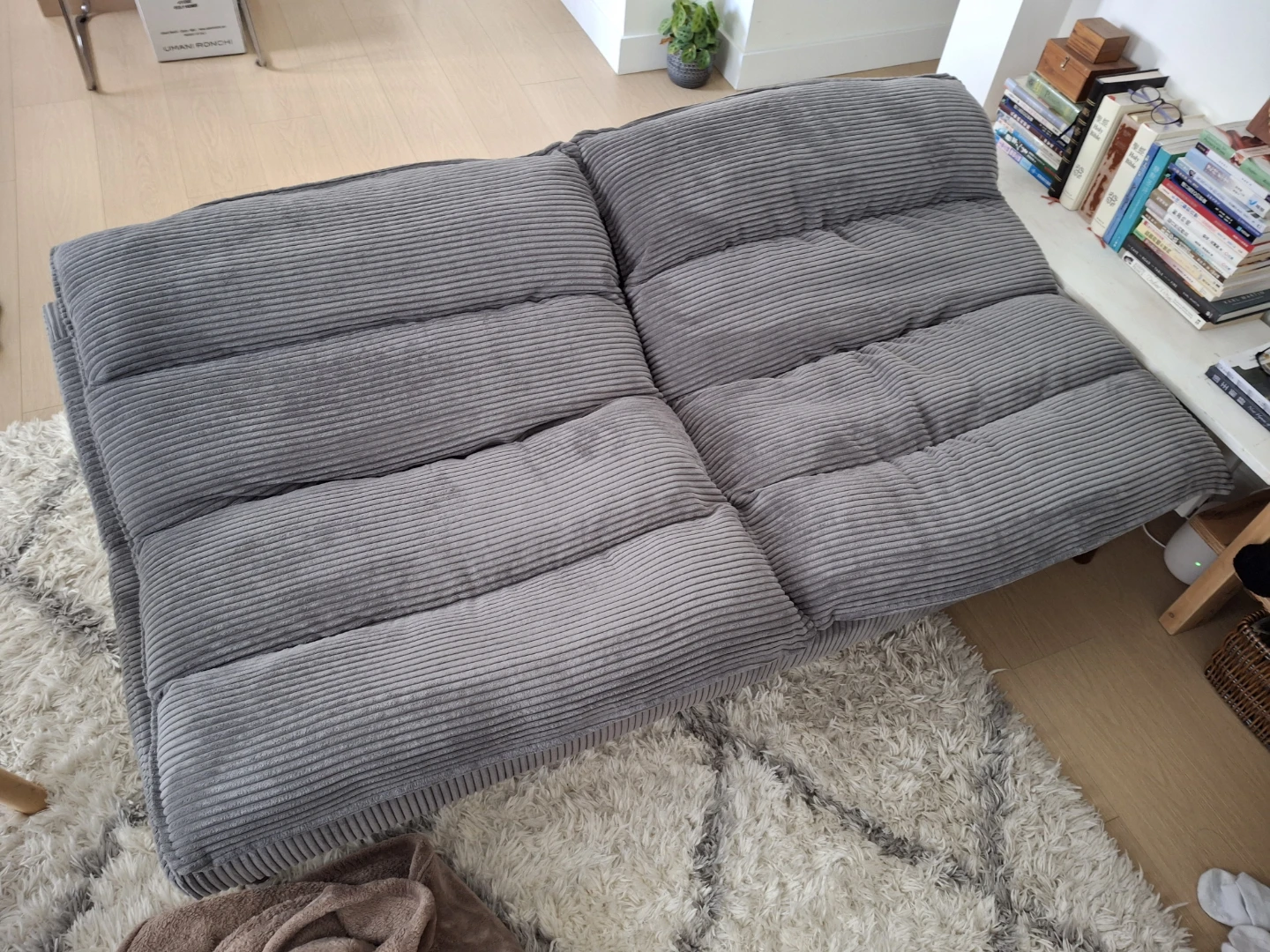 Grey Corduroy Convertible Futon Sofa - photo 3