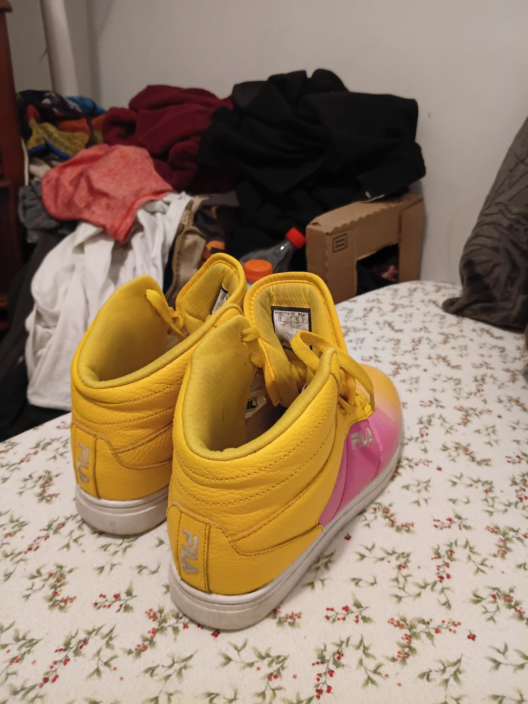 Fila High-Top Sneakers - Yellow and Pink