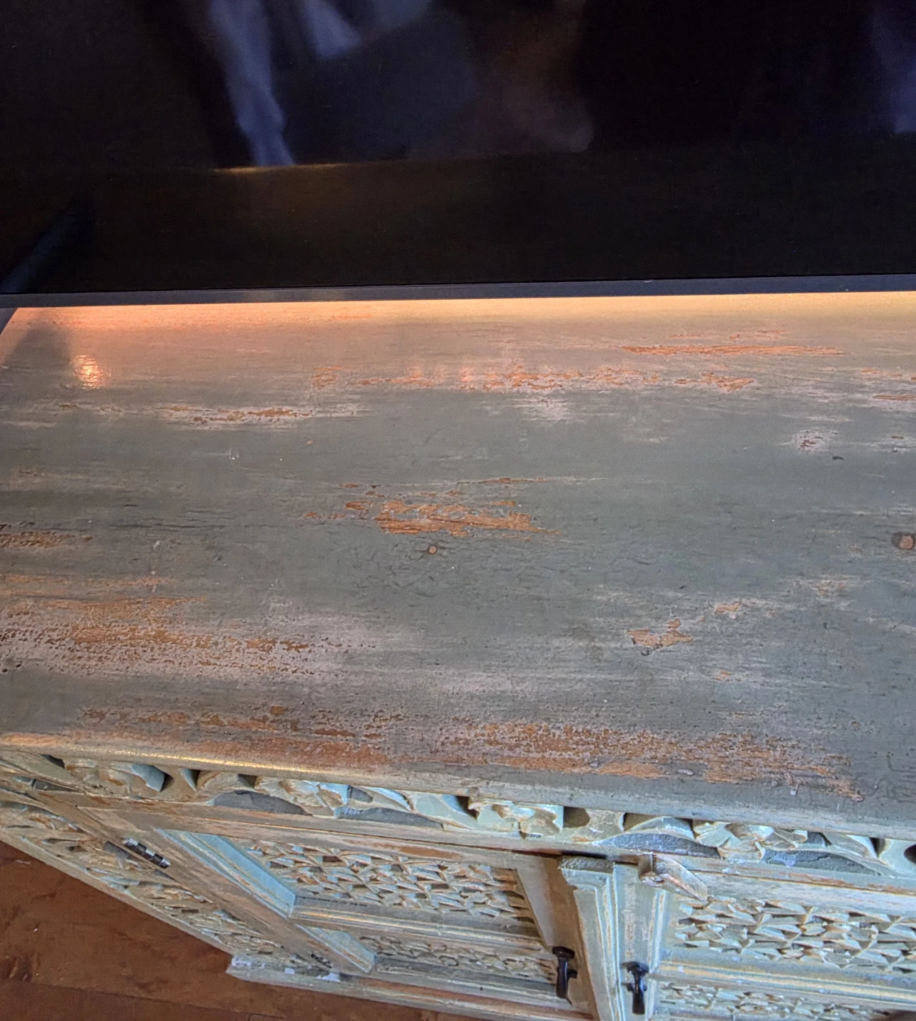 Handcrafted Distressed Wood TV Cabinet - photo 4