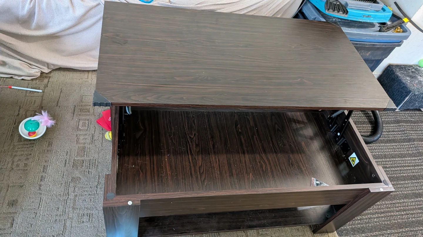 Dark Wood Lift-Top Coffee Table