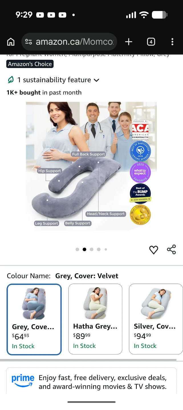 U-Shaped Full Body Pillow - Grey - photo 2