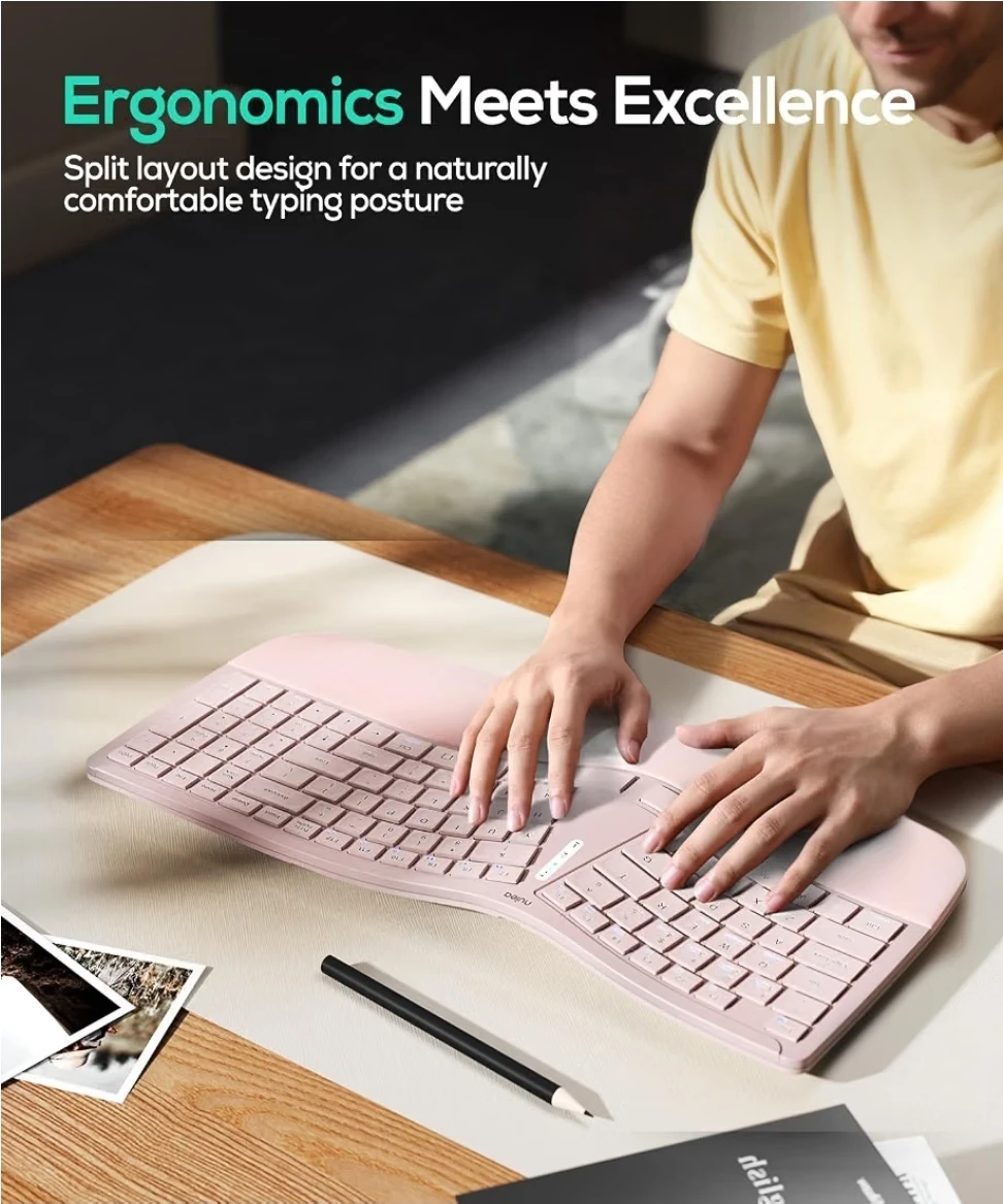 Nulea ergonomic split keyboard in pink - photo 3