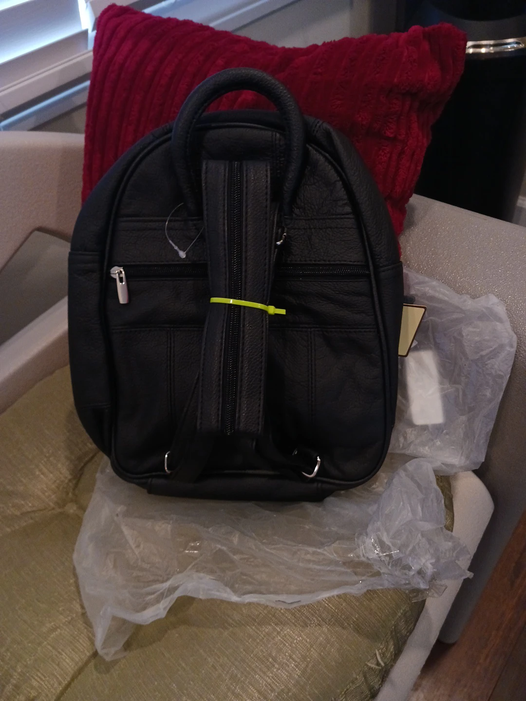 Black Genuine Leather Mini Backpack - photo 2