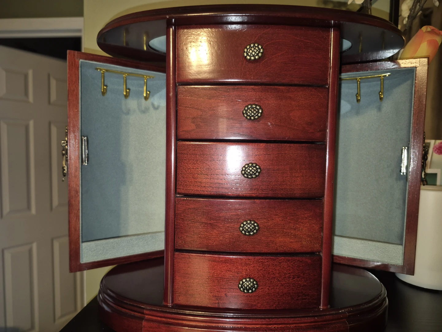 Wooden Music Jewelry Box with 4 Drawers, top drawer is fake - photo 2
