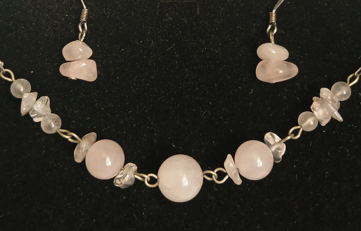 Rose Quartz Bead Necklace and Earring Set - photo 4
