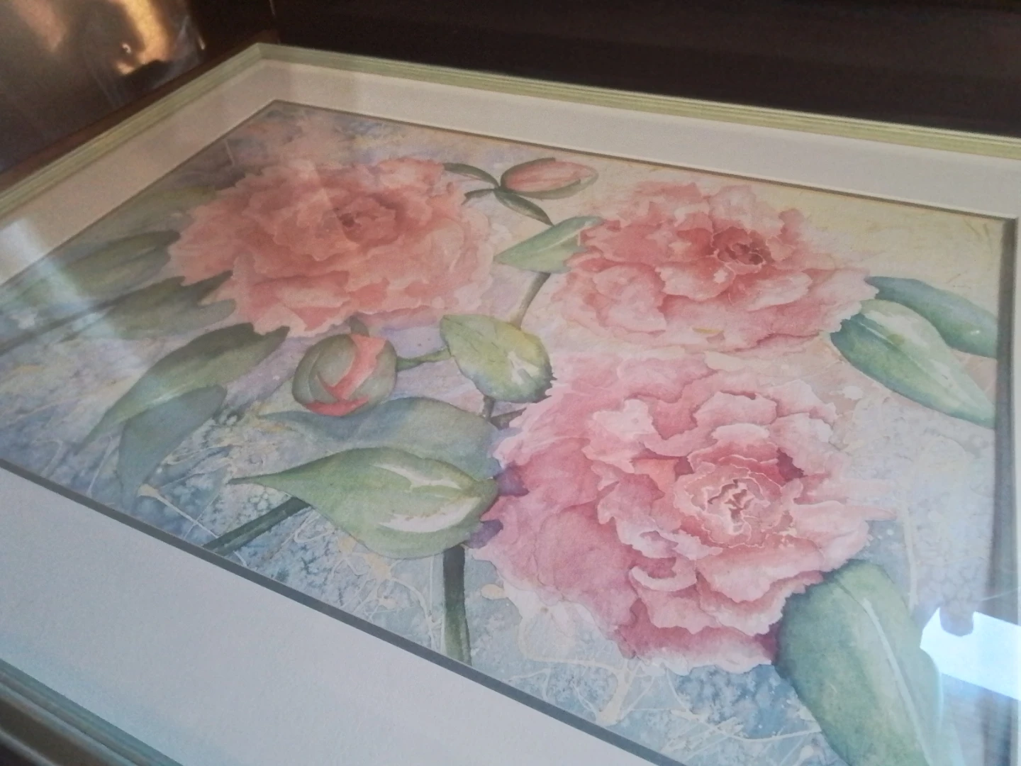 Original Framed Peonies Watercolor Painting by Helena (2000) - photo 5