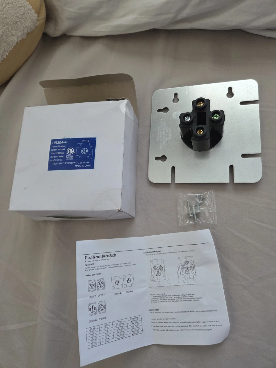 DR30A-4L NEMA 14-30R Flush Mount Receptacle - photo 3