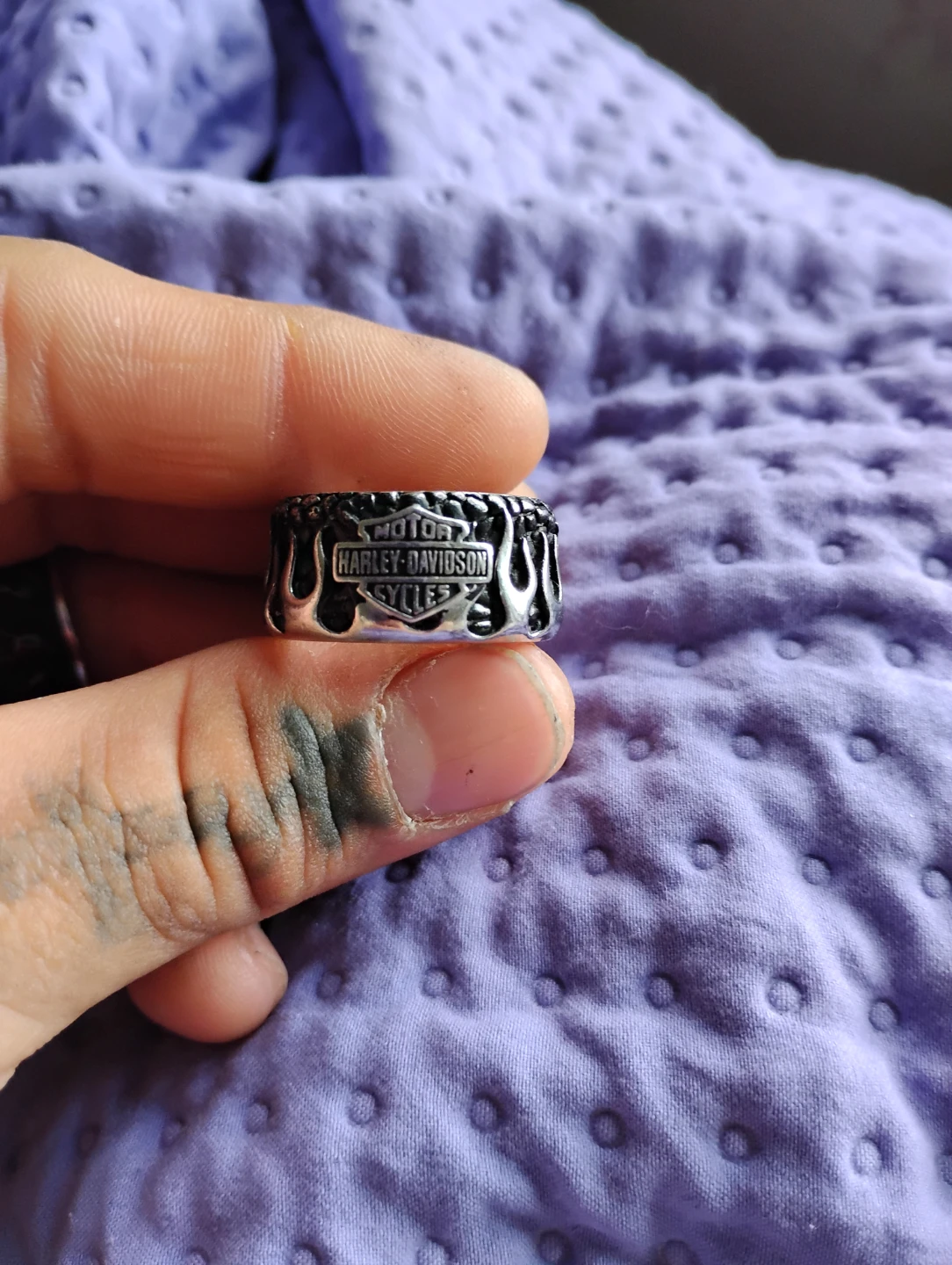 Harley Davidson flame band ring