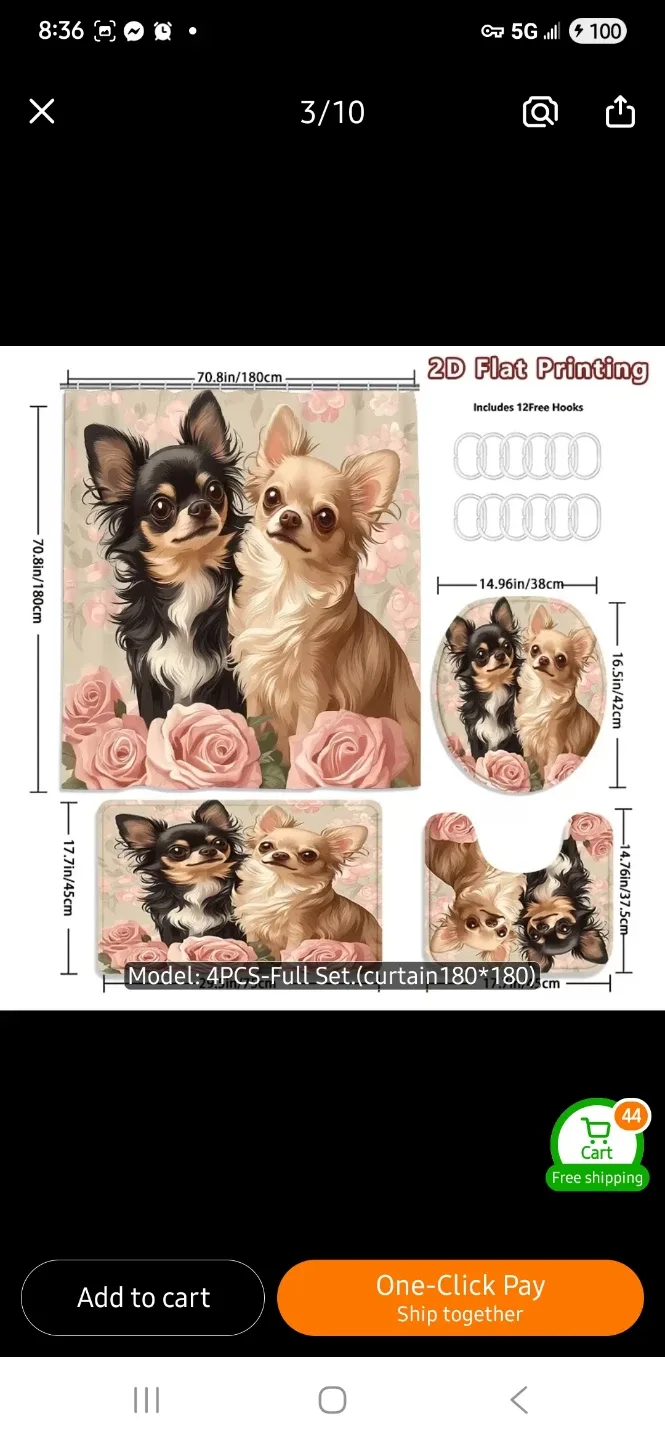 NEW Chihuahua and Rose Bathroom Set - photo 2
