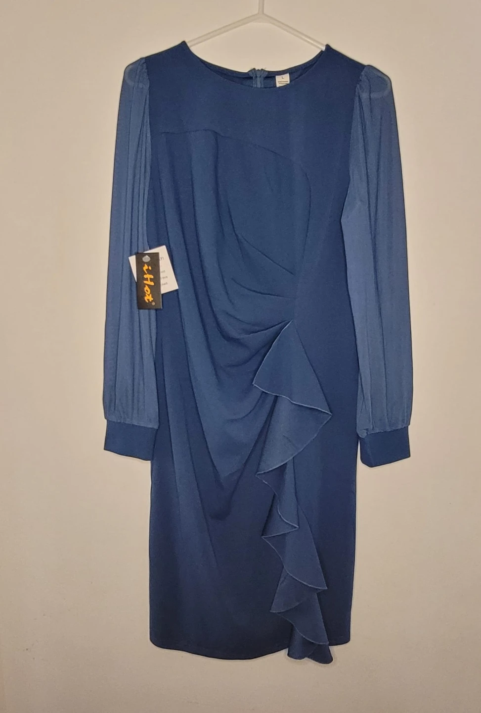 iHot blue long sleeve dress