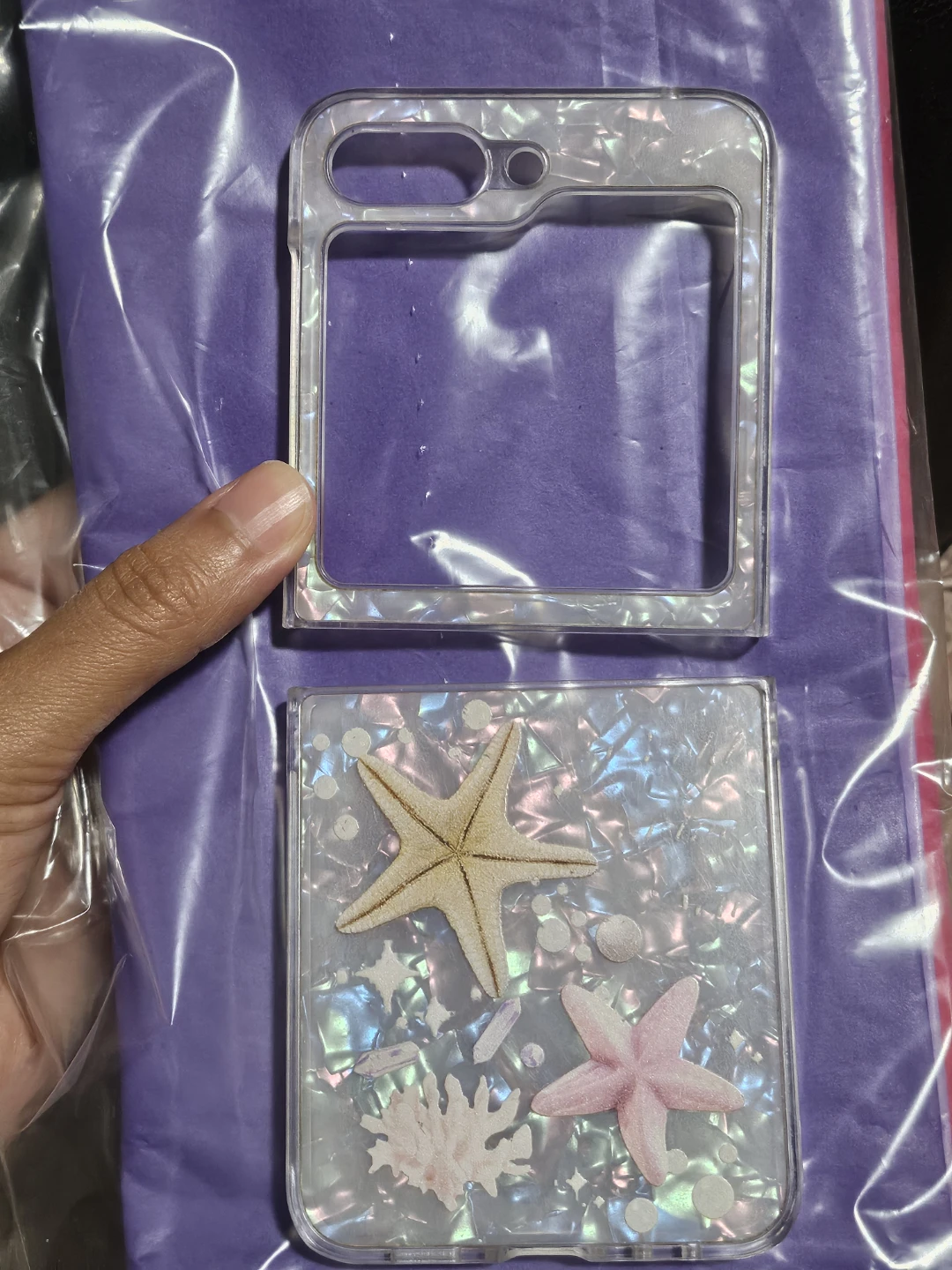 Samsung Galaxy Z Flip 5 Pearlescent Seashell & Starfish Case