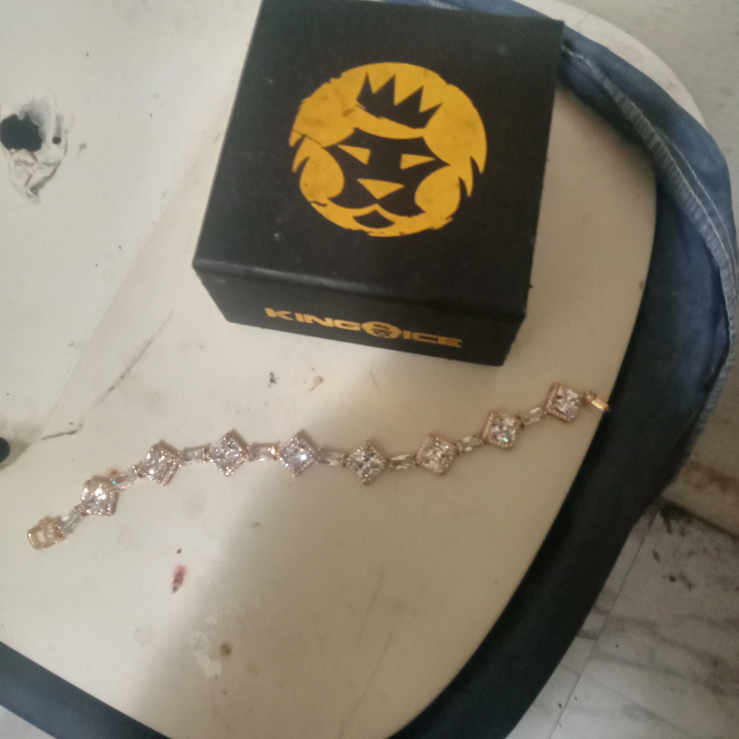 King Ice Gold Tone Diamond-Style Bracelet