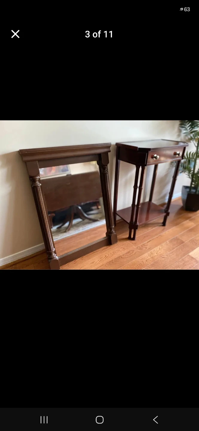 Wooden Table + Hanging Mirror - photo 3