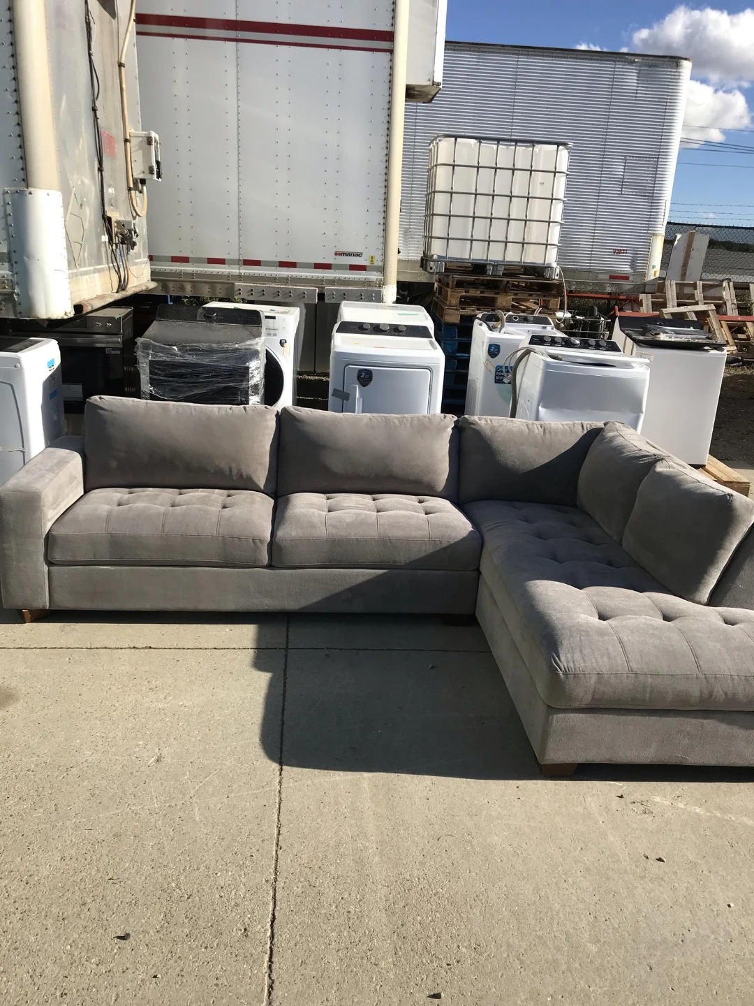 Grey Tufted Sectional Sofa