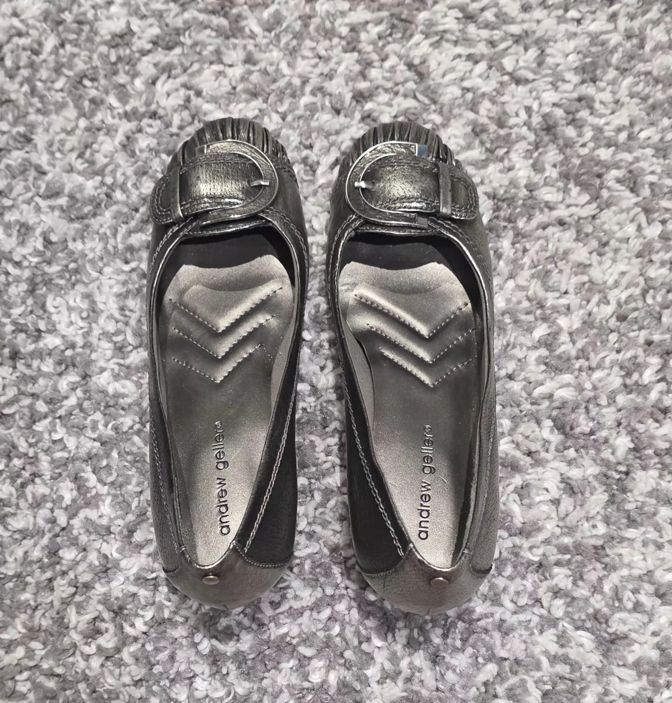Andrew Geller Ocean Wedge Shoes, Pewter, Size 9.5 - photo 2
