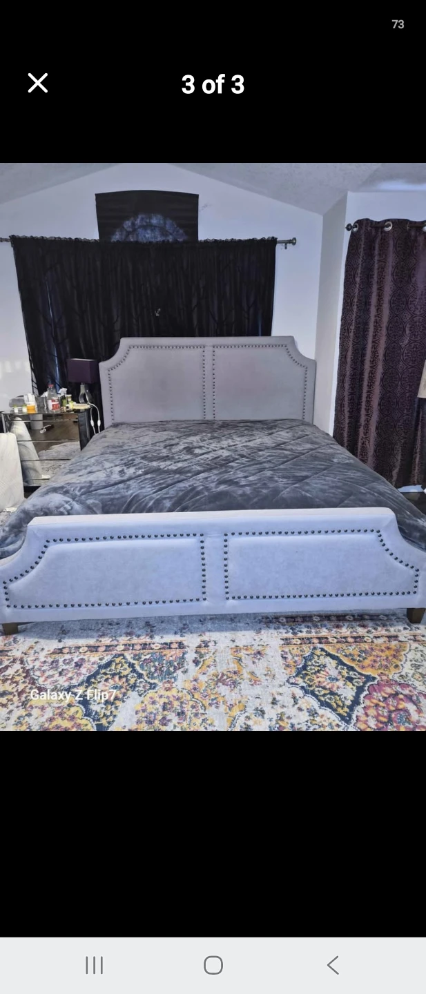 Upholstered king  Bed Frame with Nailhead Trim