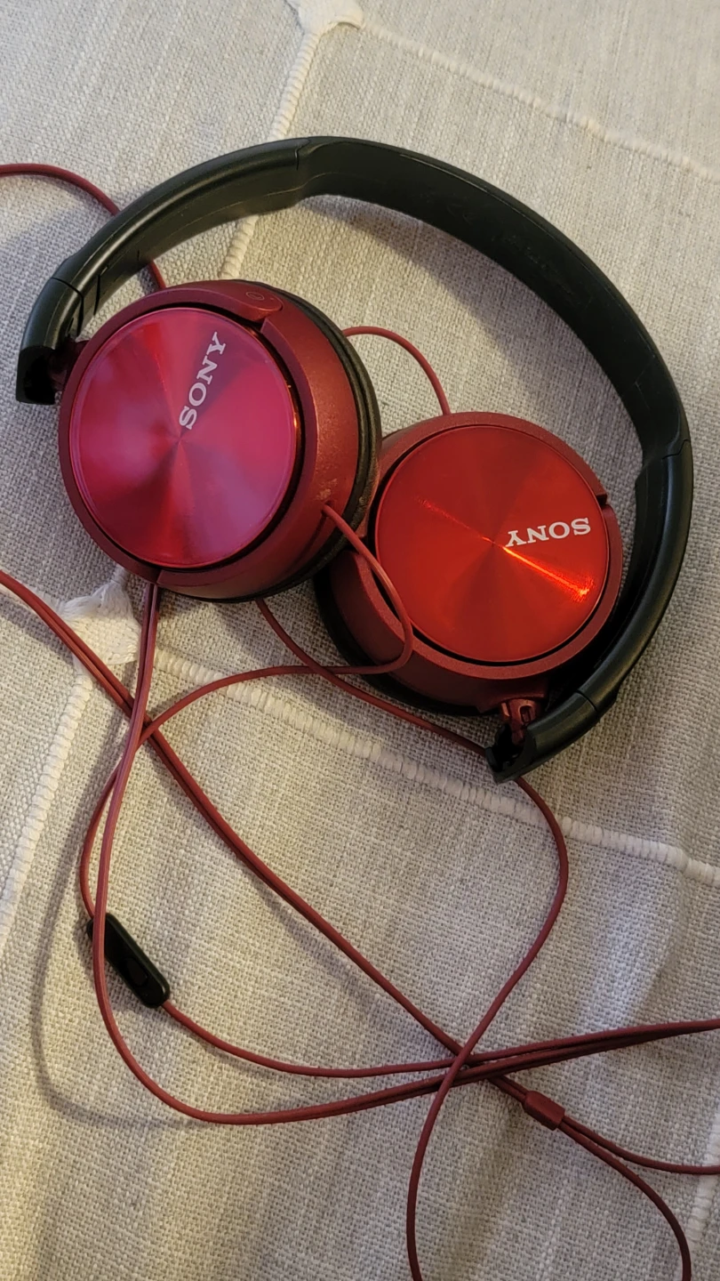 Red Sony Wired Headphones