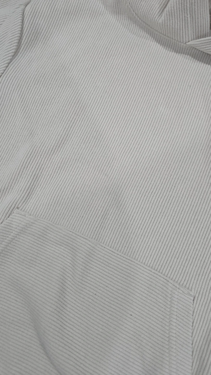 Cream Ribbed Hoodie with Pocket - photo 2