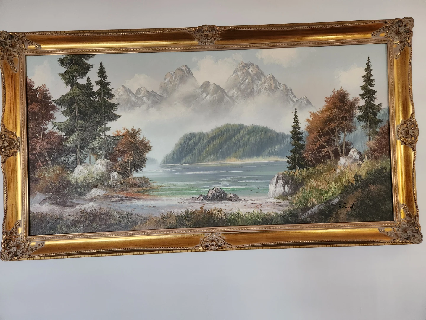 Landscape Oil Painting in Ornate Gold Frame - photo 3