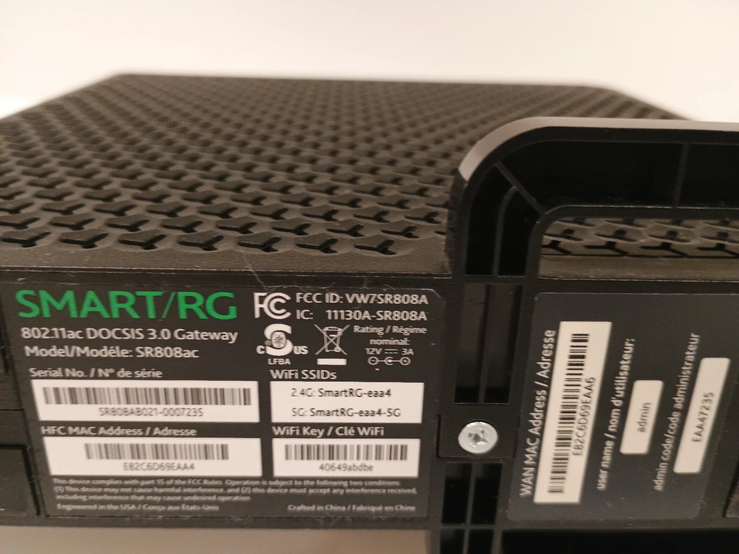 Smart/RG SR808ac DOCSIS 3.0 Gateway - photo 3