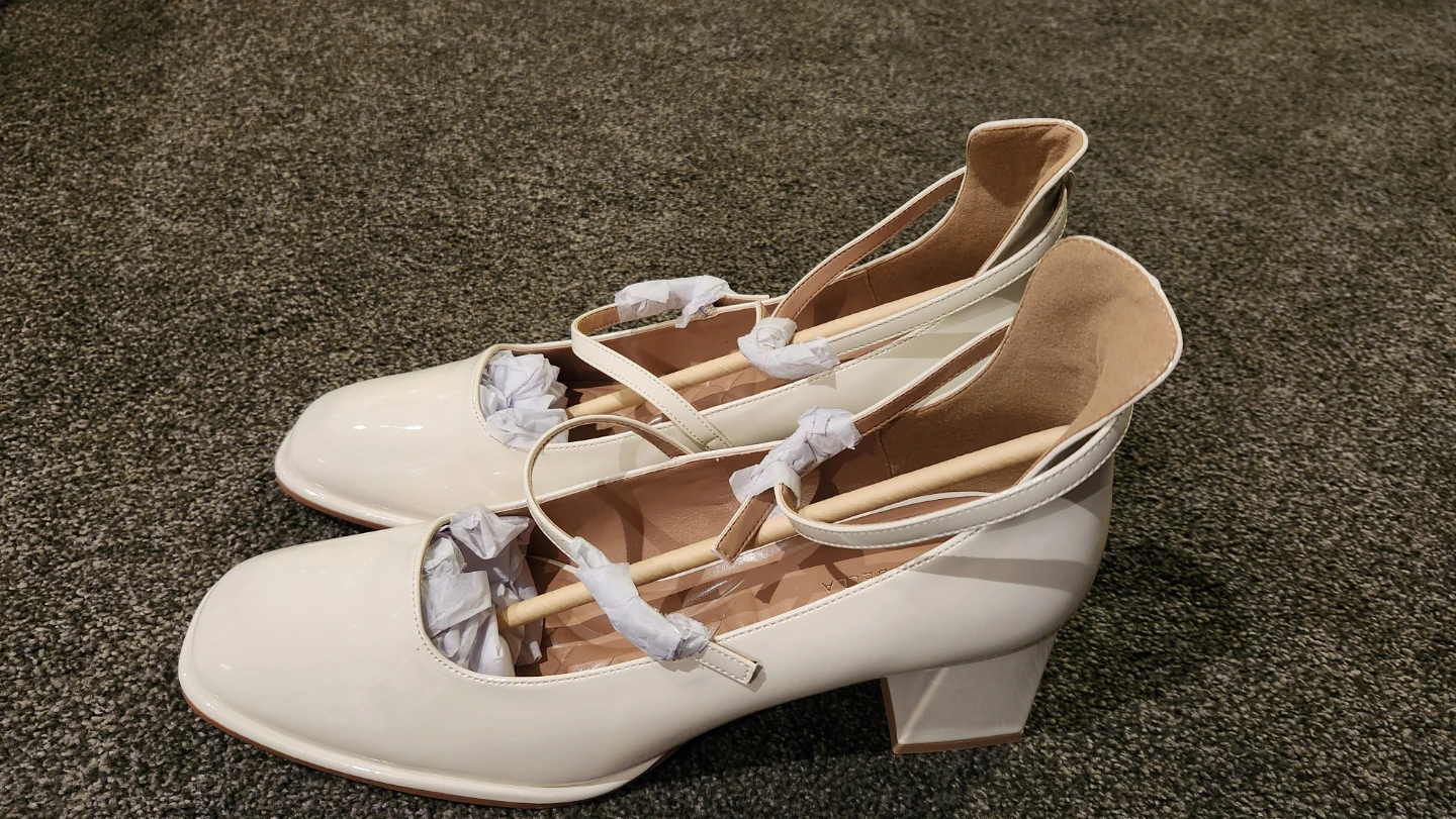 White Patent Mary Jane Block Heels - photo 2