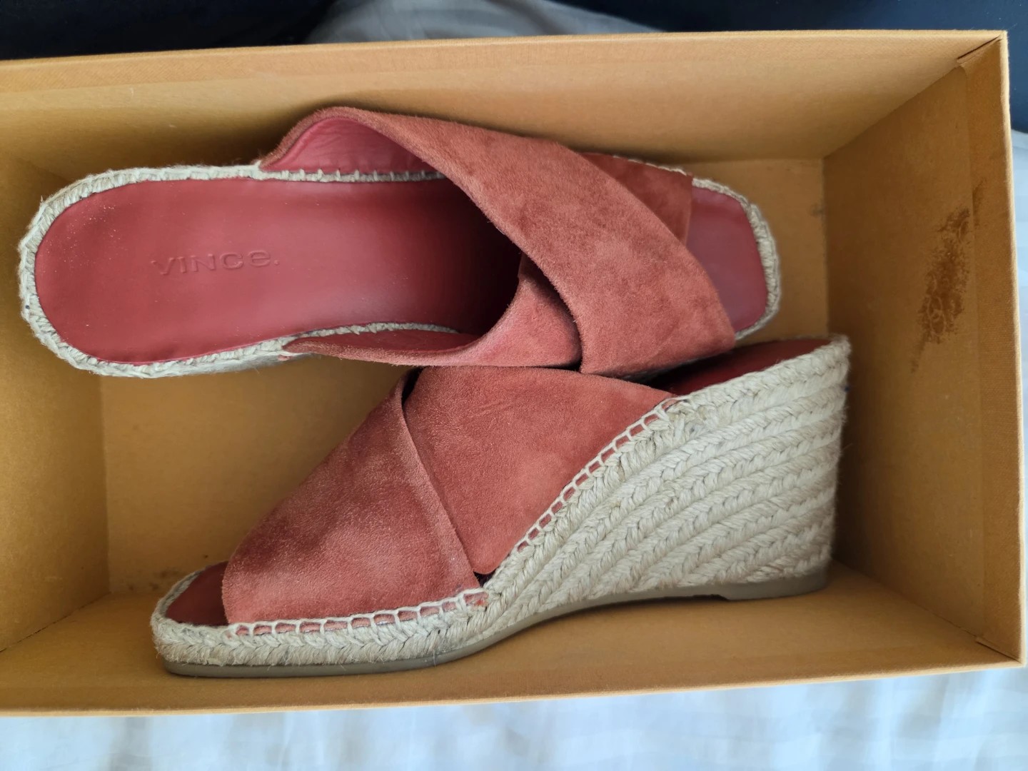 Vince Suede Wedge Espadrilles Size 7.5M
