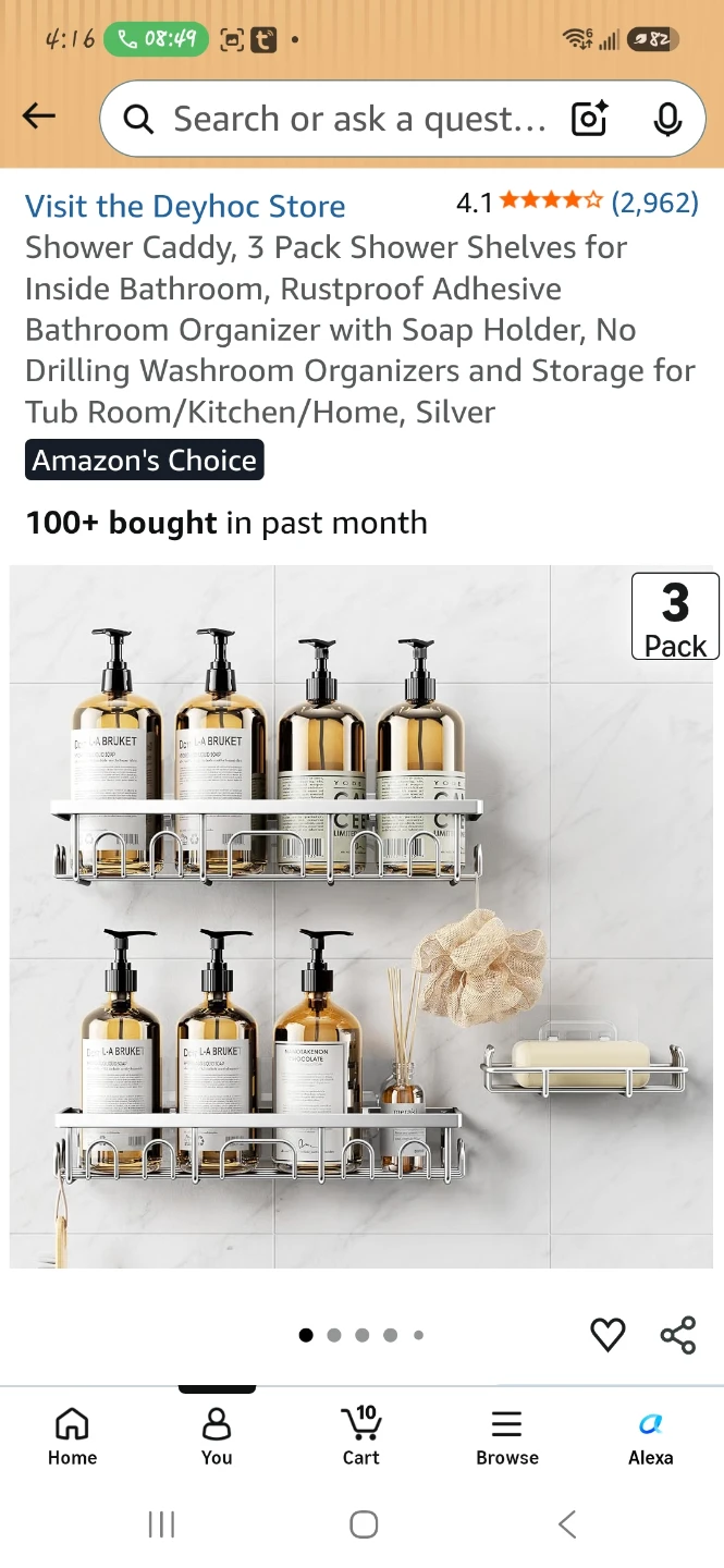3-Pack Adhesive Shower Caddy Set