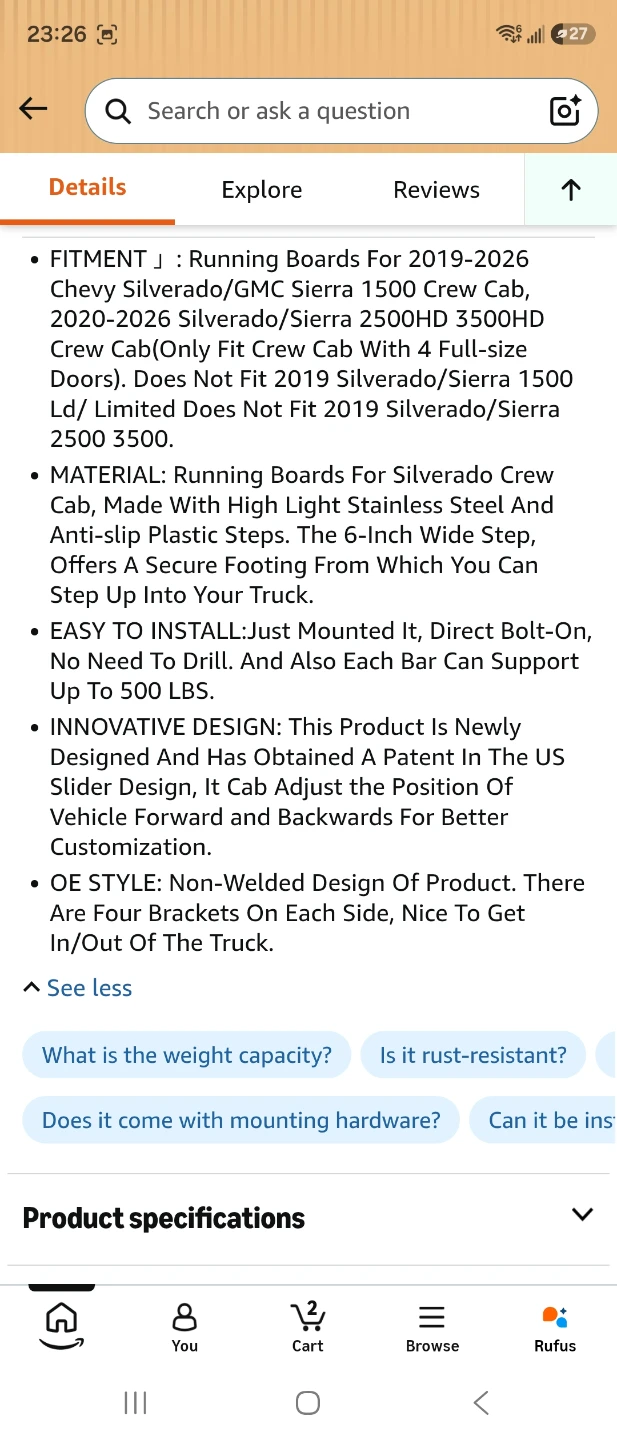 6 Inch Stainless Steel Running Boards - Crew Cab - photo 4