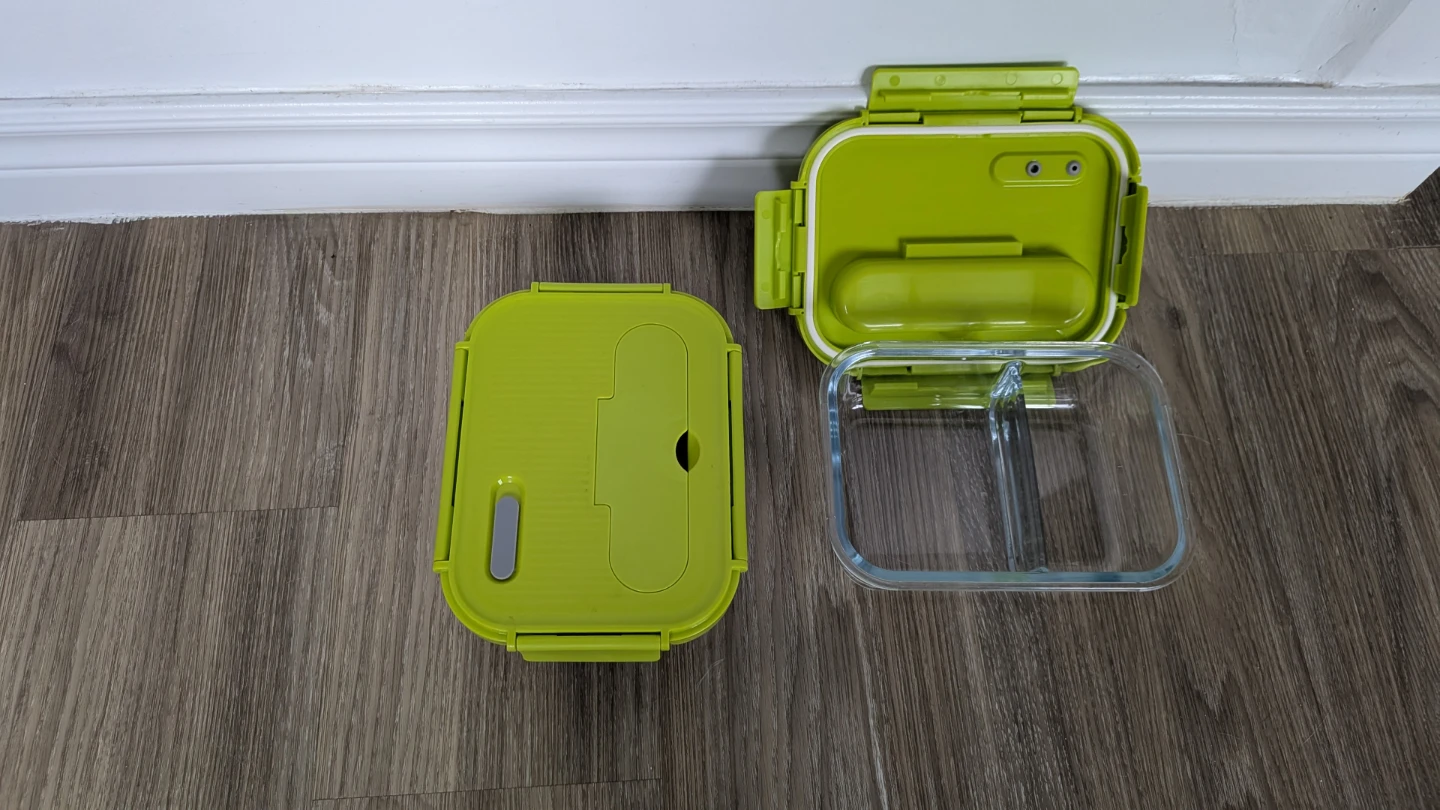 Glass Food Storage Container with Lime Green Lid