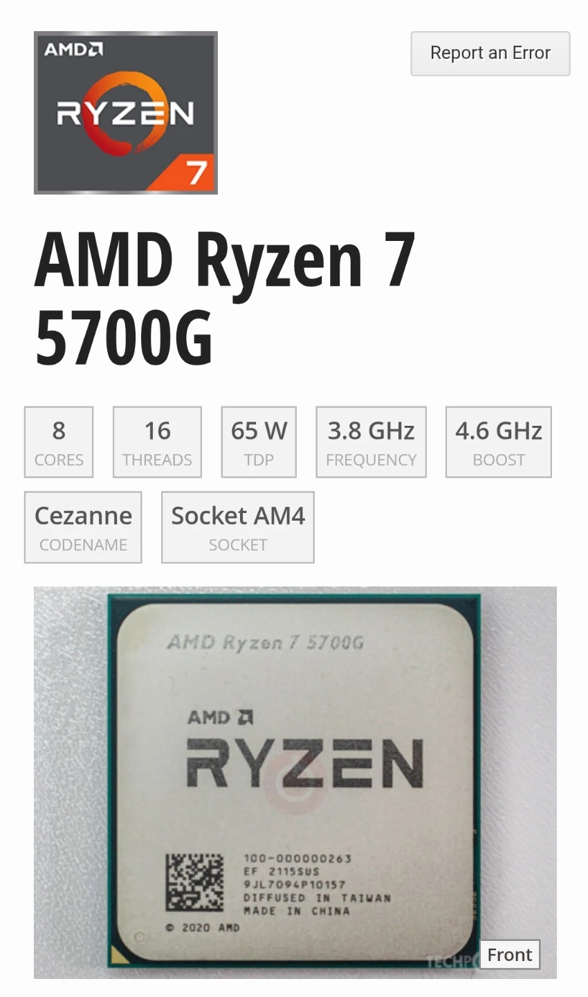 Ryzen 7  5700G.  8 cores /;16, threads - photo 3