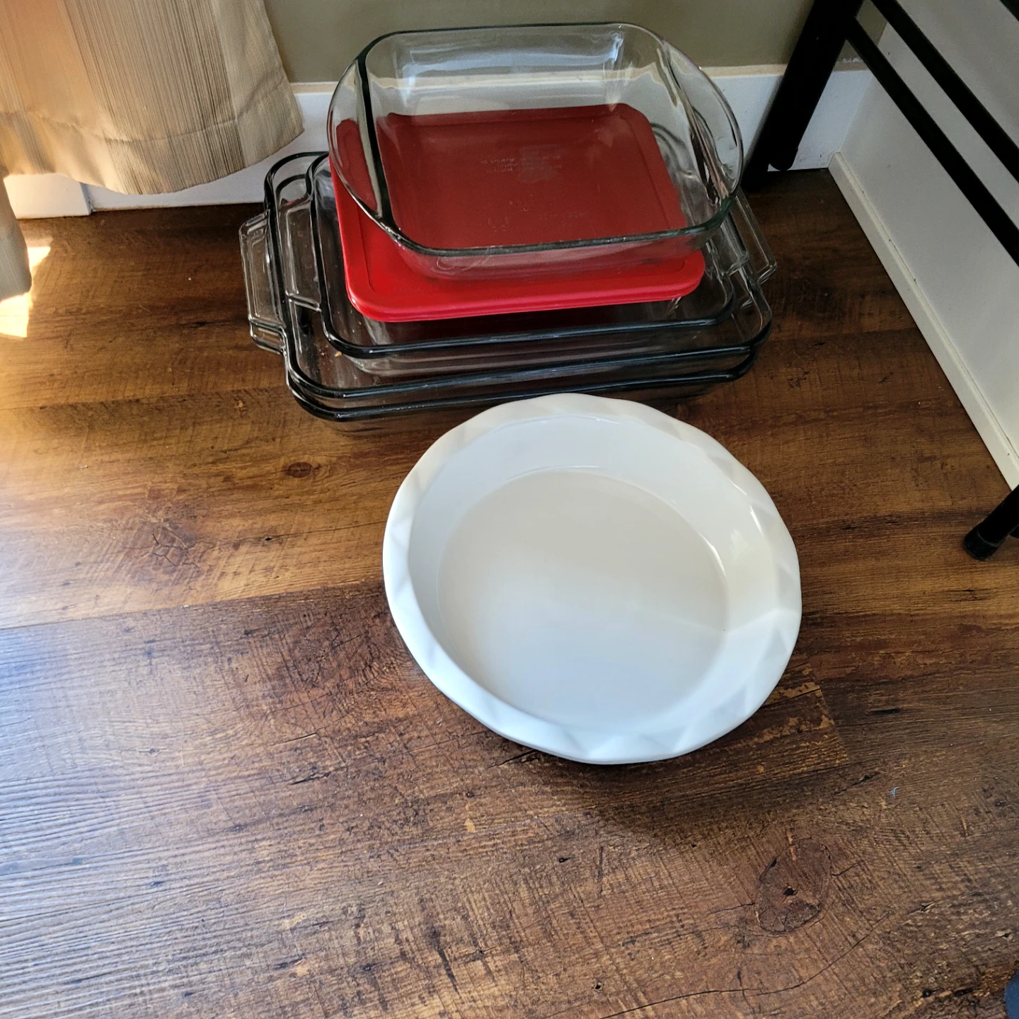 Assorted Glass Baking Dishes and Ceramic Pie Plate