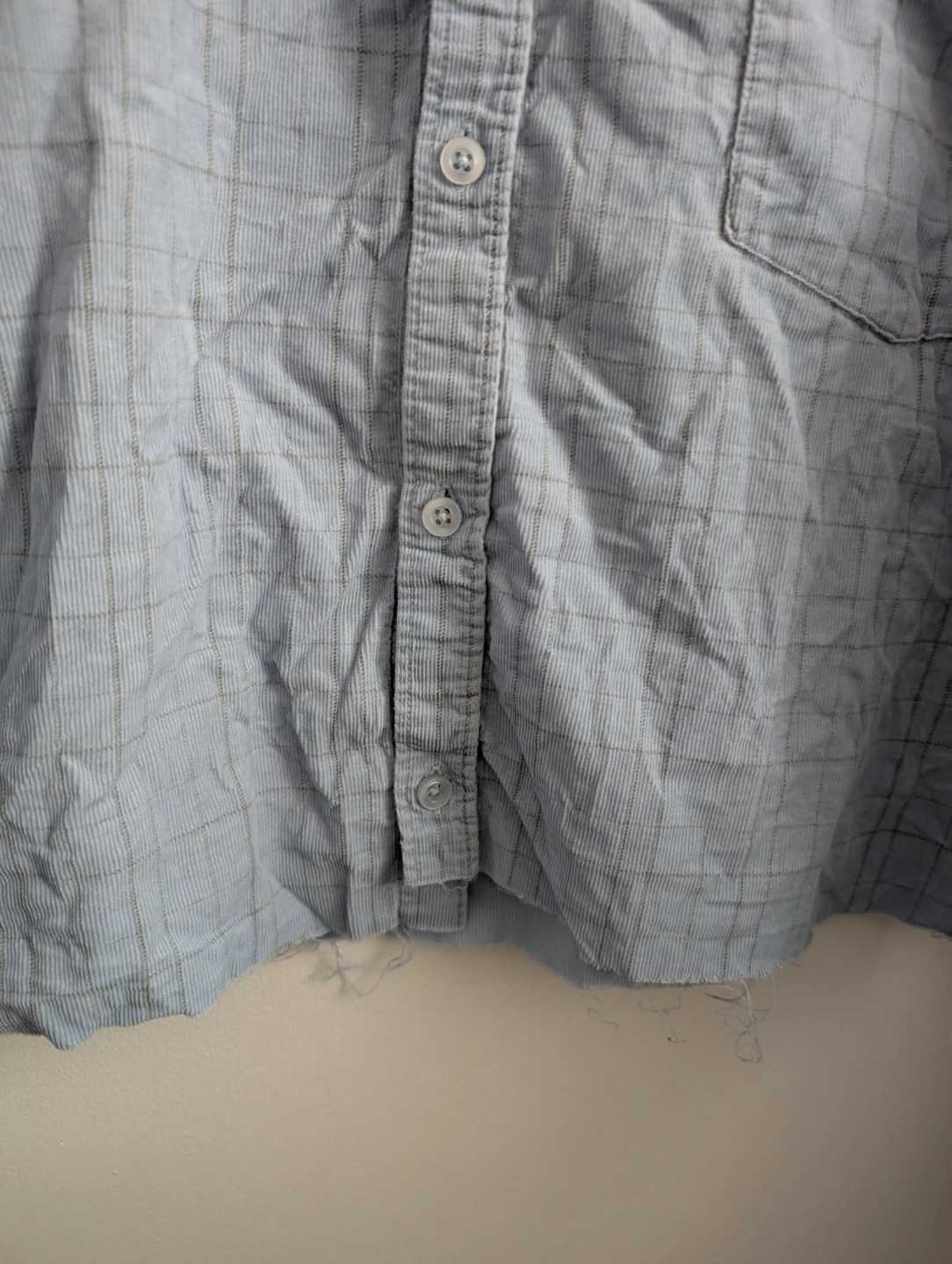Light Blue Plaid Corduroy Button-Up Pocket Shirt 26" ptp 🏈 - photo 2
